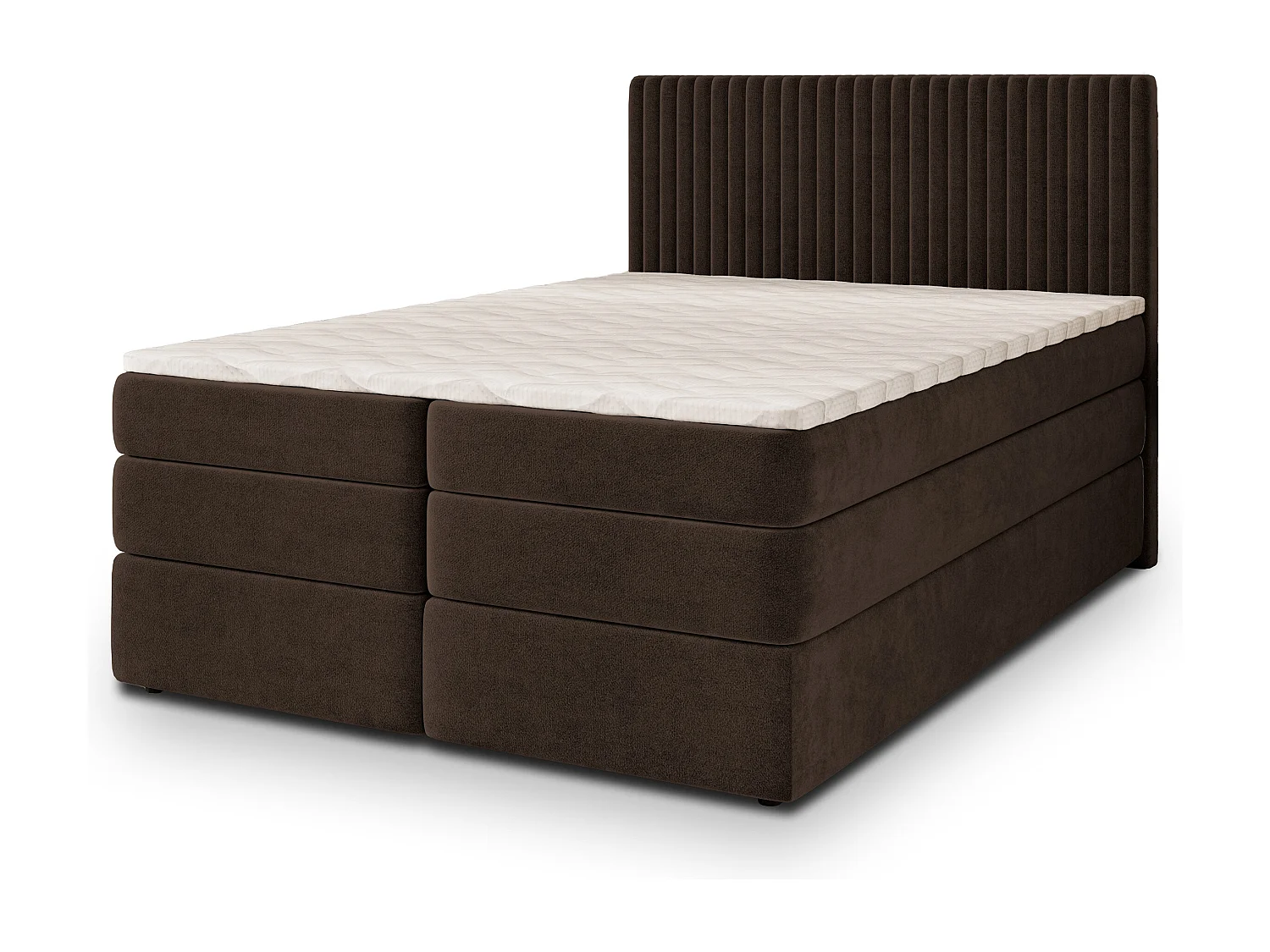 Boxspringbed FELBIO 140x200 cm Set met hoofdbord, bedbodem en matras, Bruin