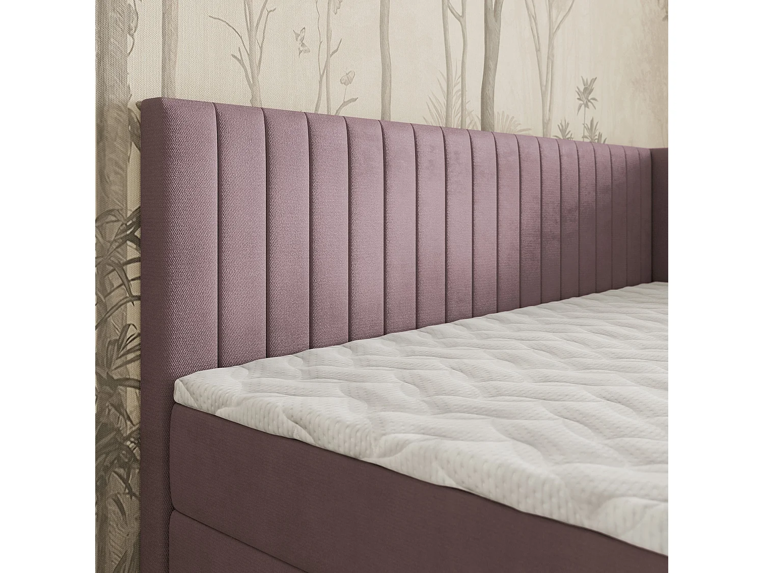 Boxspringbed ARIS 100x200 cm Set met hoofdbord, bedbodem en matras, Poederroze