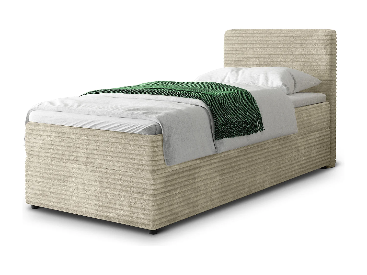 Boxspringbed PISA 100x200 cm Set met hoofdbord, bedbodem en matras, Crème