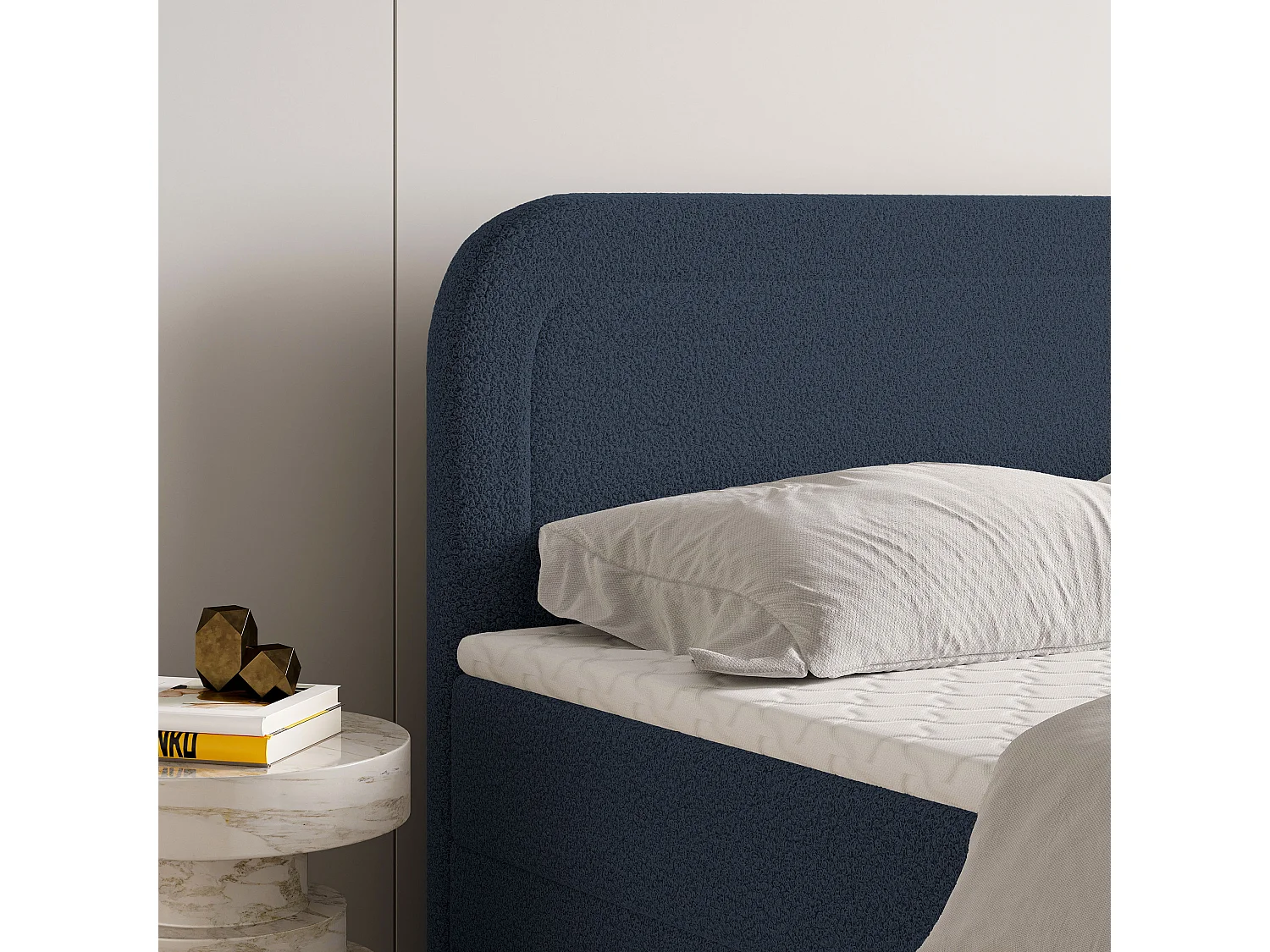 Boxspringbed ARMEL 140x200 cm Set met hoofdbord, bedbodem en matras, Blauw