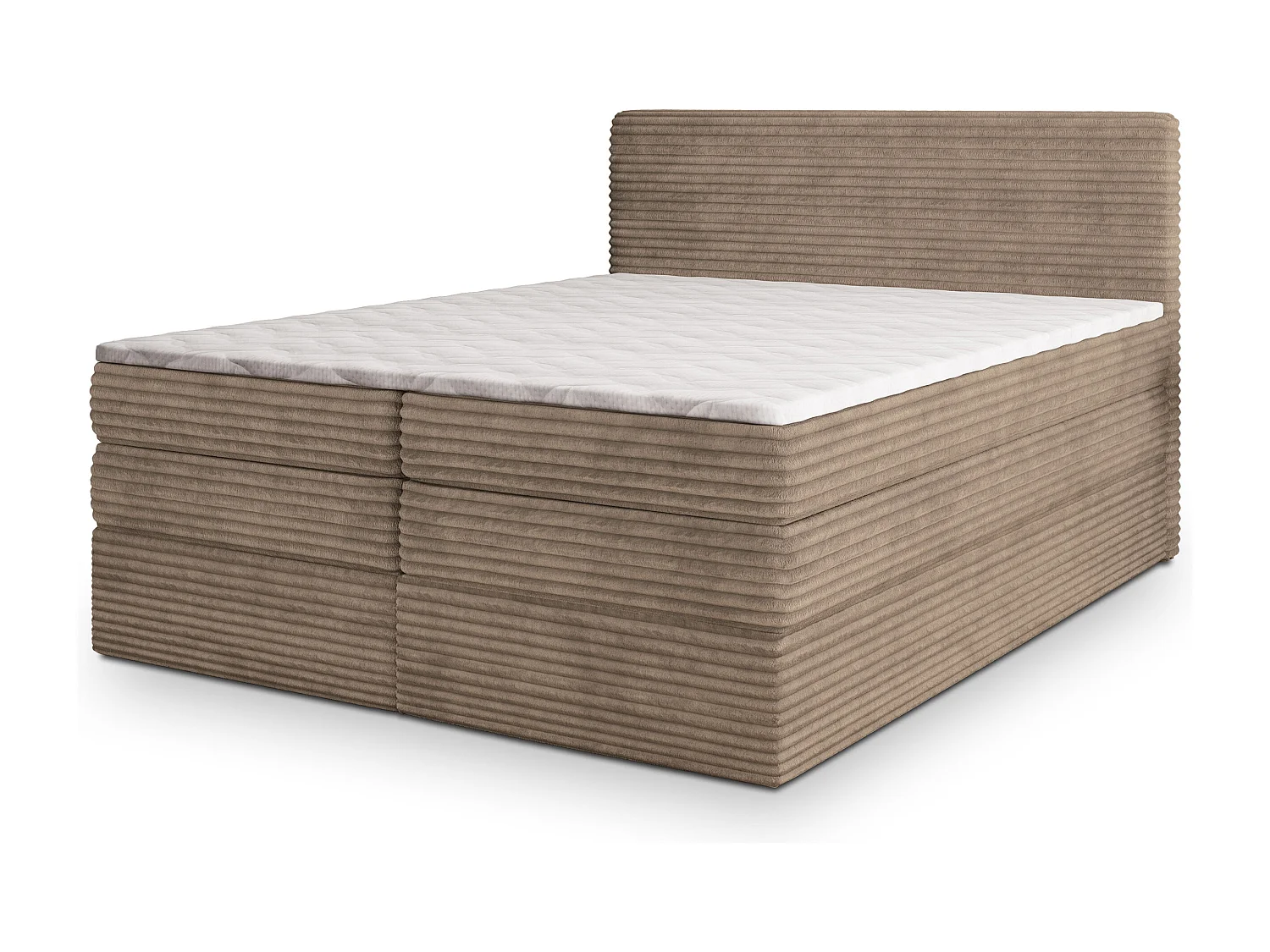 Boxspringbed LUNERA 160x200 cm Set met hoofdbord, bedbodem en matras, Beige