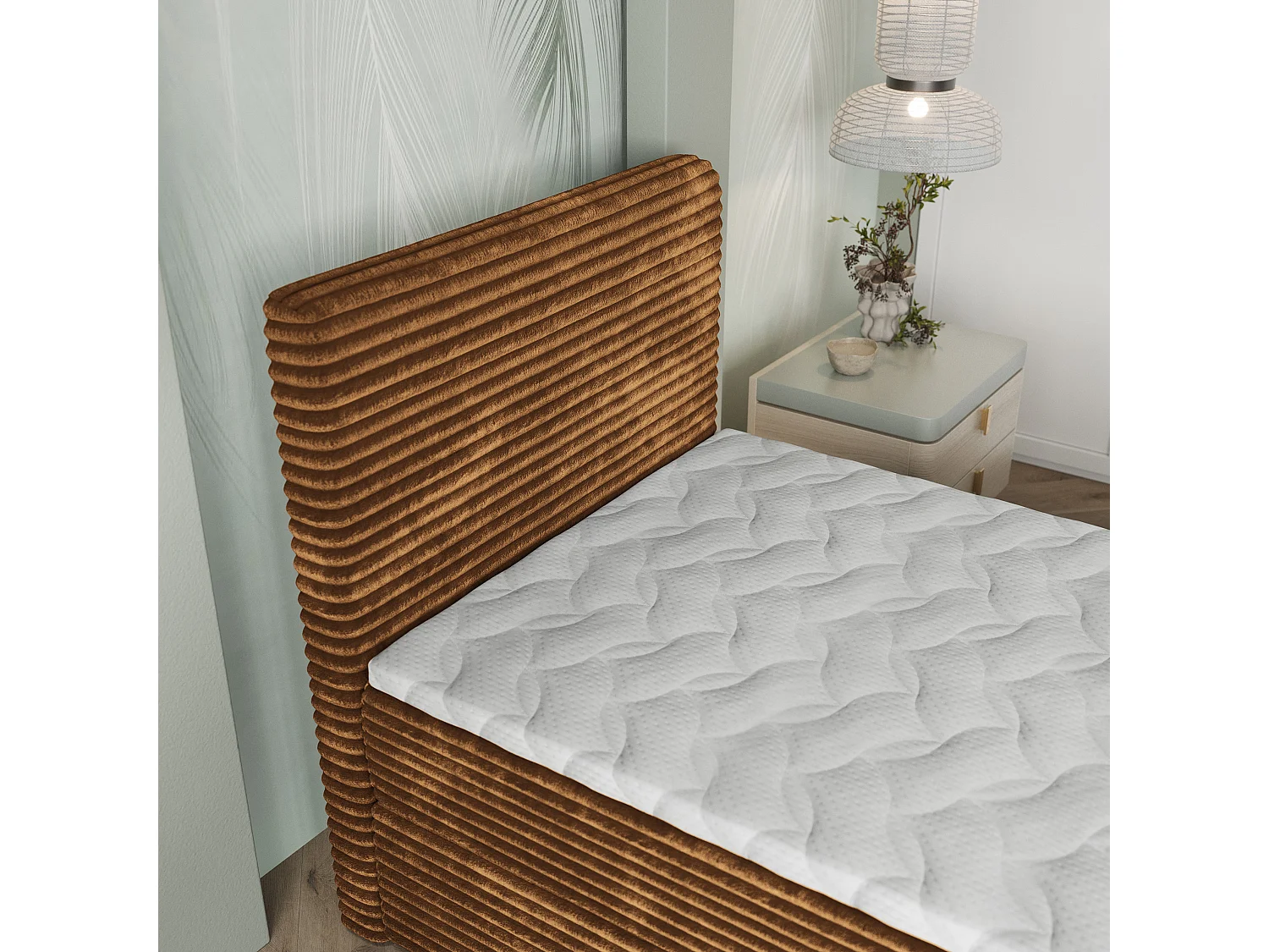 Boxspringbed PISA 80x200 cm Set met hoofdbord, bedbodem en matras, Koperkleurig