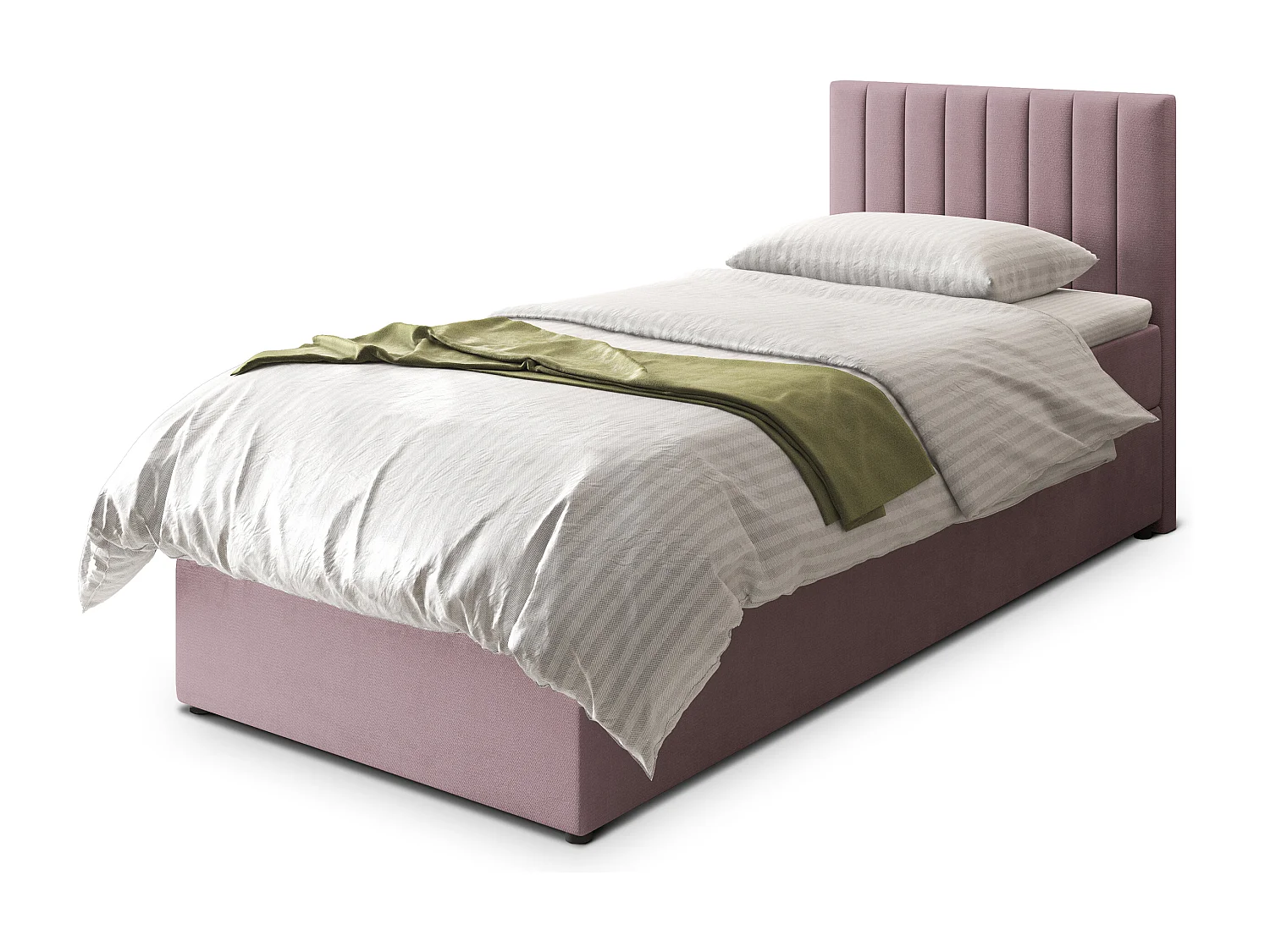 Boxspringbed BRESEL 80x200 cm Set met hoofdbord, bedbodem en matras, Poederroze