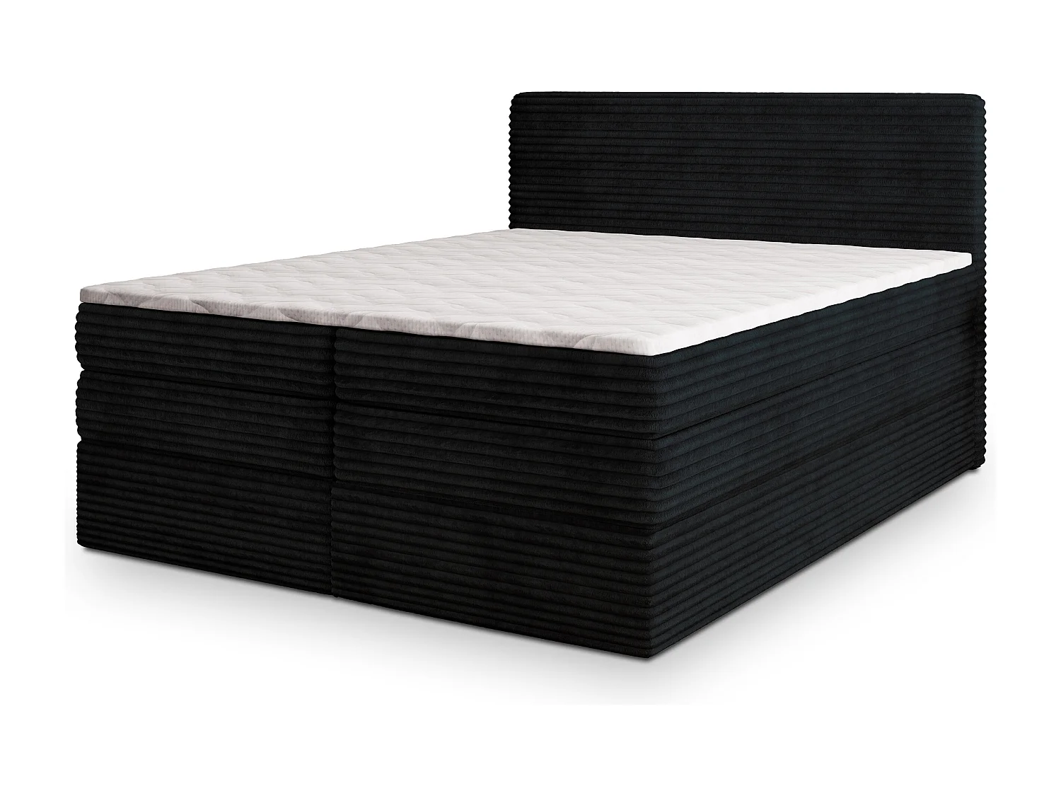 Boxspringbed LUNERA 160x200 cm Set met hoofdbord, bedbodem en matras, Zwart