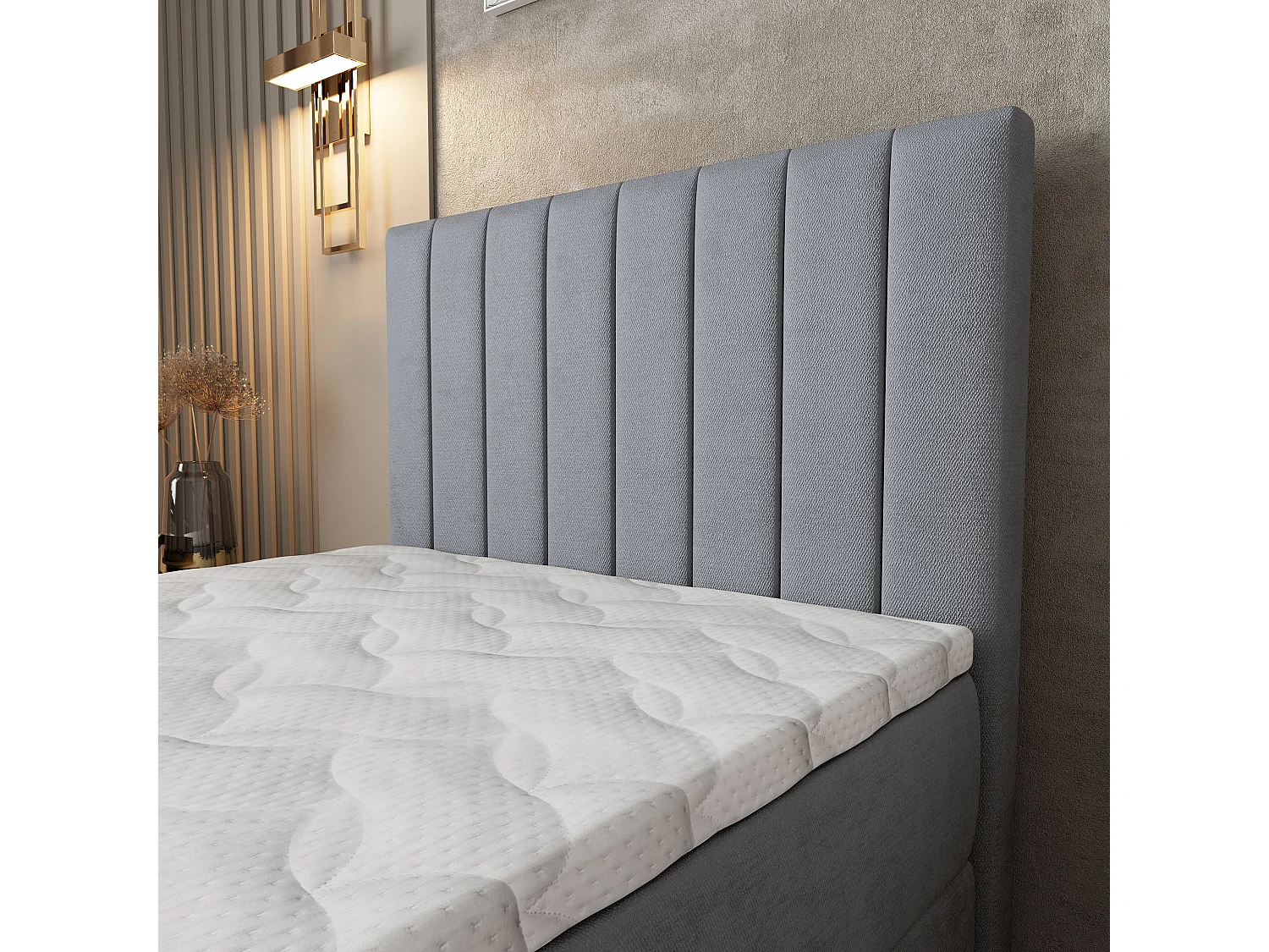 Boxspringbed ARION 80x200 cm Set met hoofdbord, bedbodem en matras, Grijs