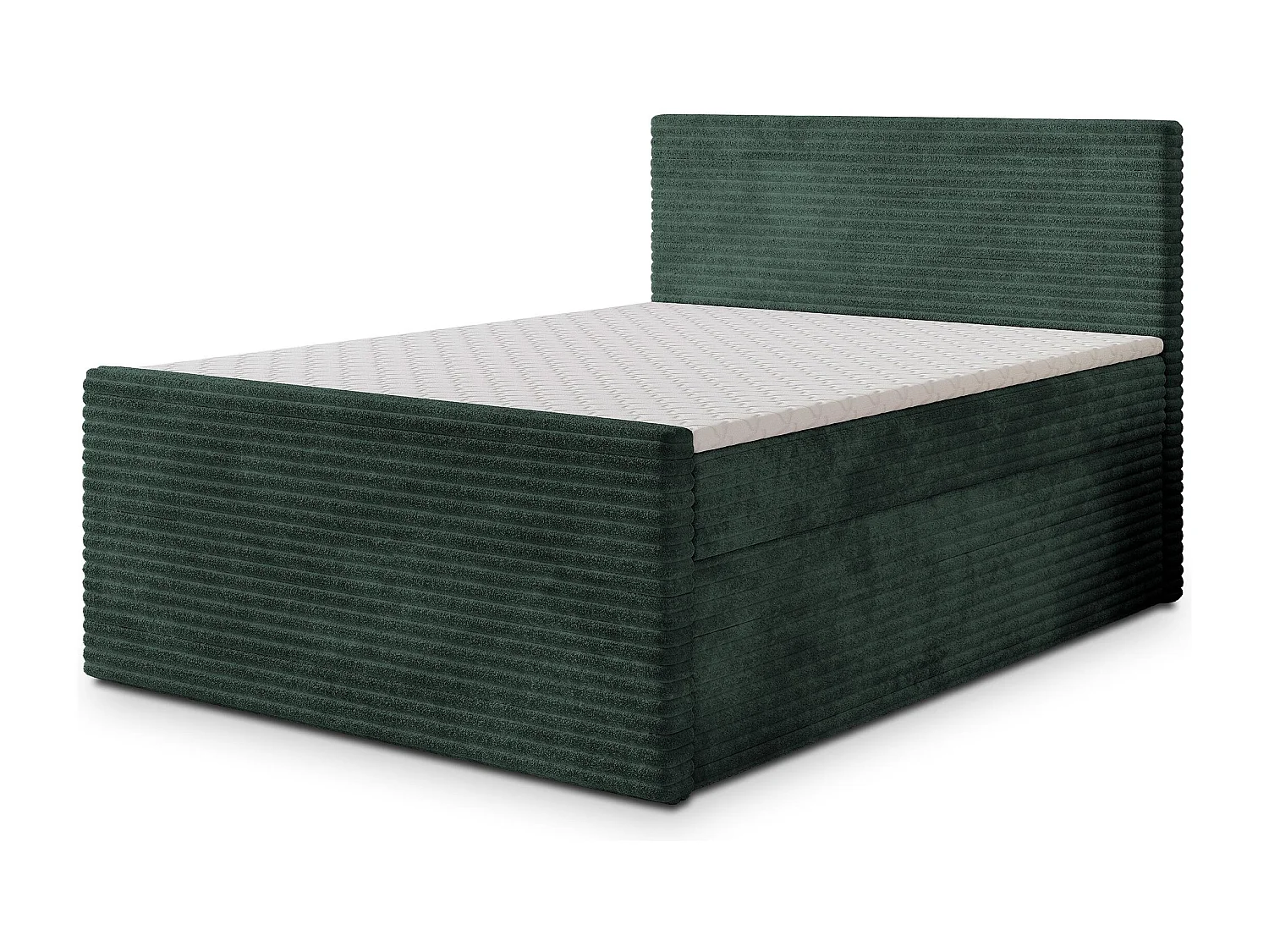 Boxspringbed NOLEN 140x200 cm Set met hoofdbord, bedbodem en matras, Dennengroen