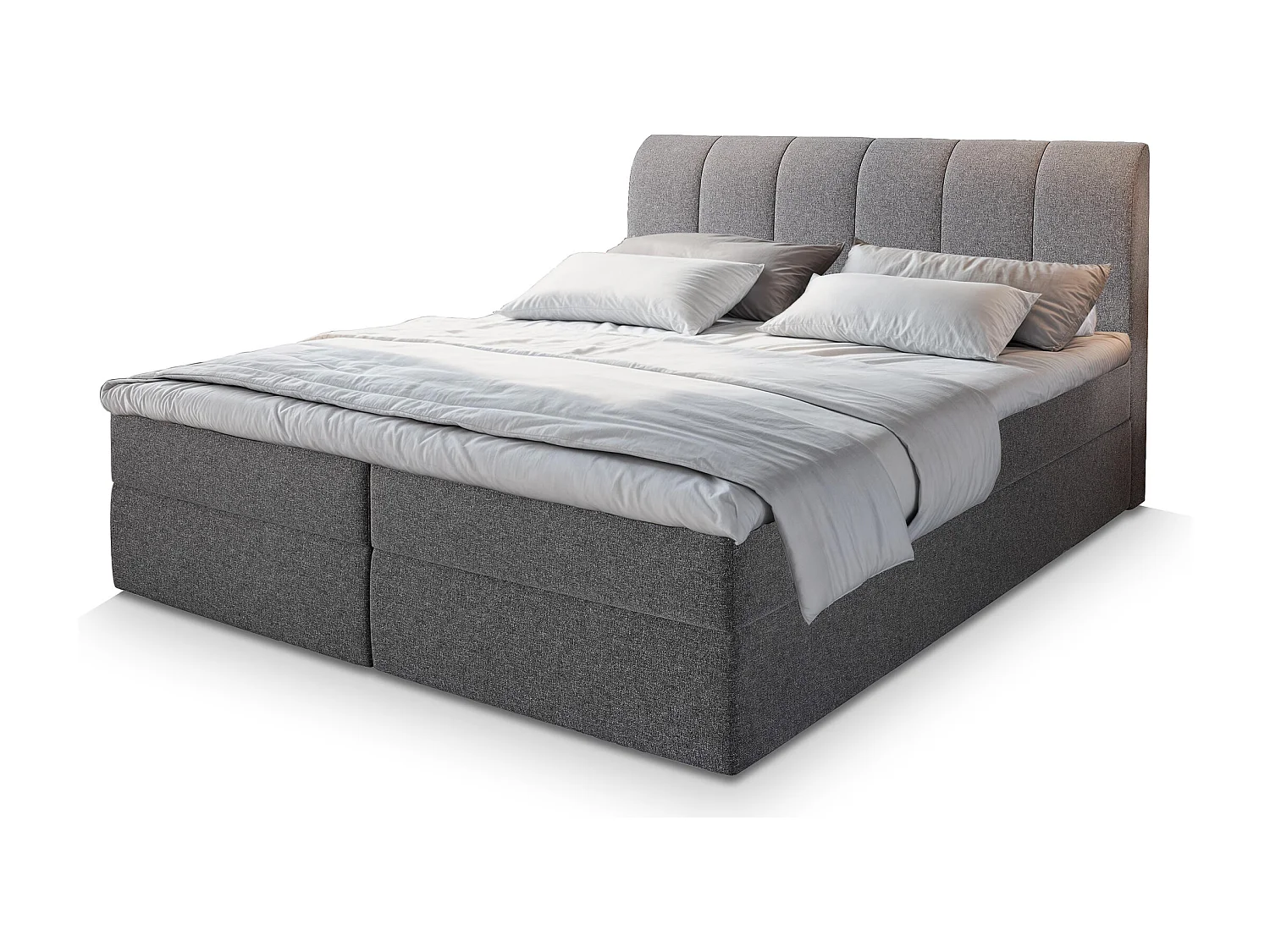 Boxspringbed CEVANO 160x200 cm Set met hoofdbord, bedbodem en matras, Grijs