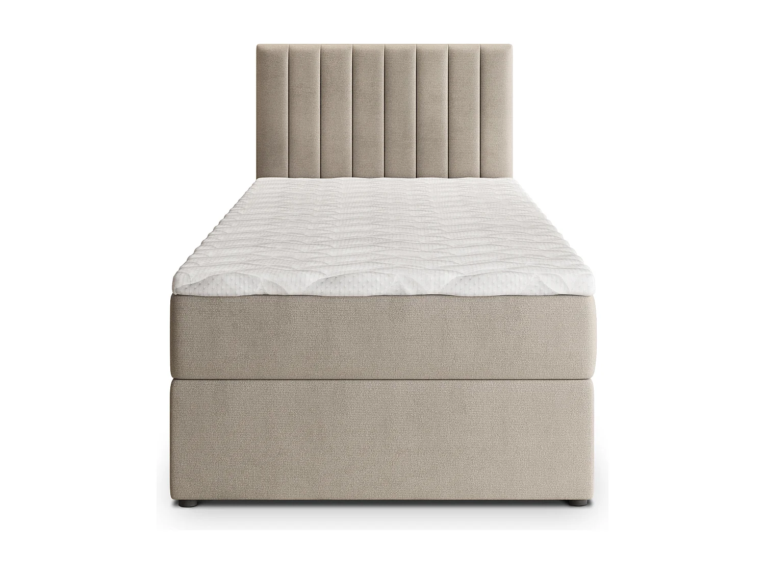 Boxspringbed BRESEL 90x200 cm Set met hoofdbord, bedbodem en matras, Beige