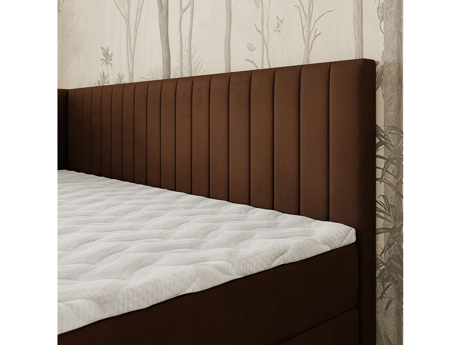 Boxspringbed ARIS 90x200 cm Set met hoofdbord, bedbodem en matras, Bruin