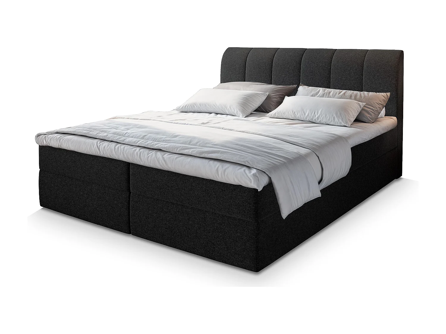 Boxspringbed CEVANO 140x200 cm Set met hoofdbord, bedbodem en matras, Zwart