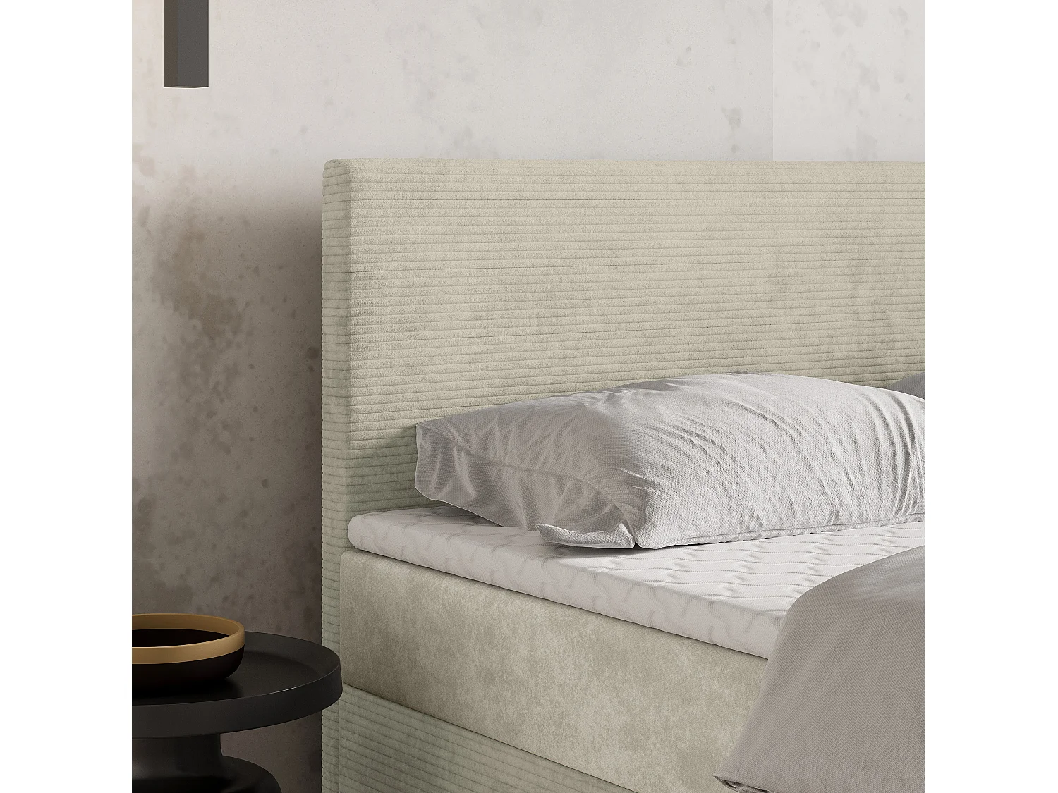 Boxspringbed TORREL 140x200 cm Set met hoofdbord, bedbodem en matras, Crème