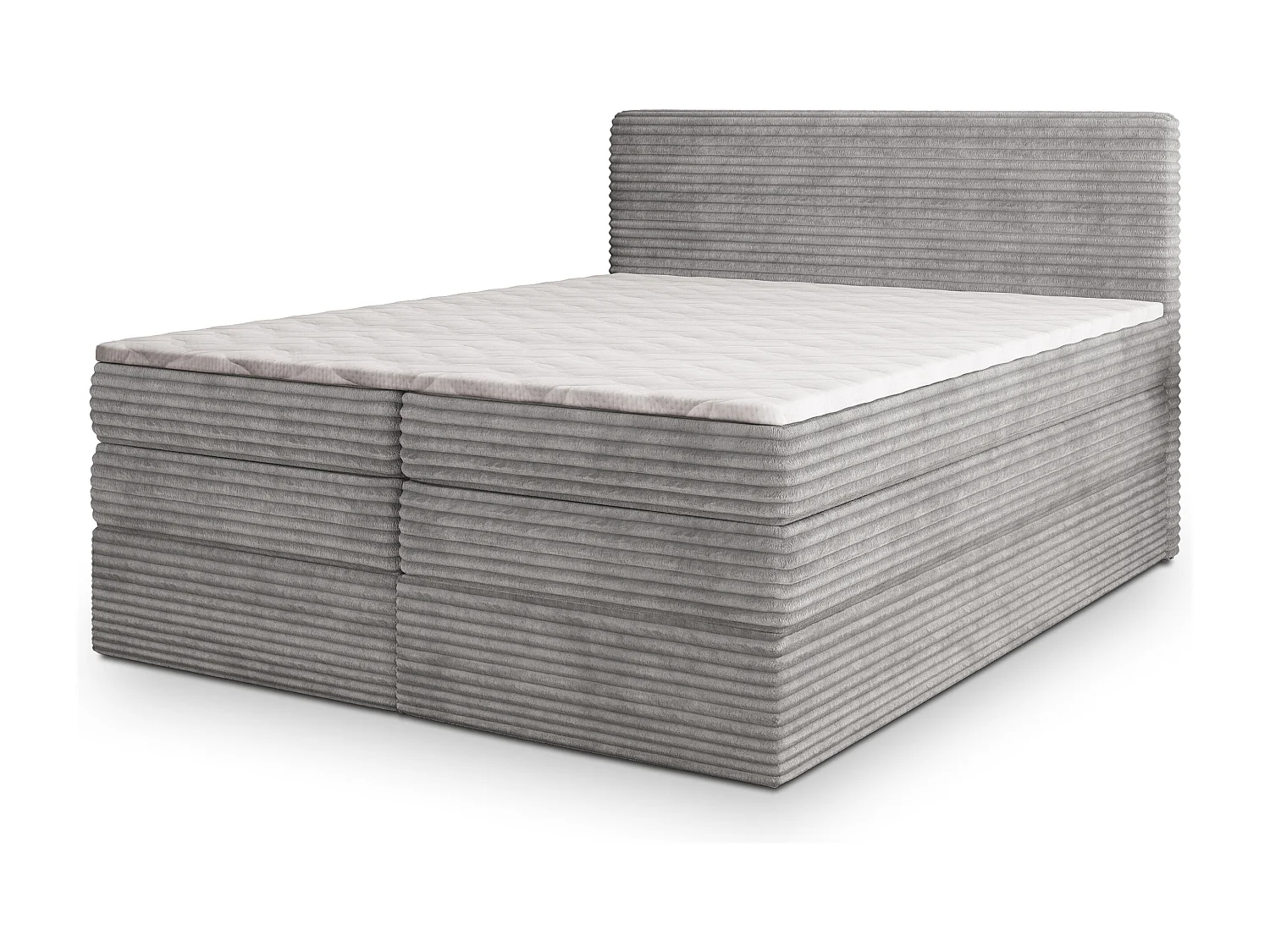 Boxspringbed LUNERA 180x200 cm Set met hoofdbord, bedbodem en matras, Lichtgrijs