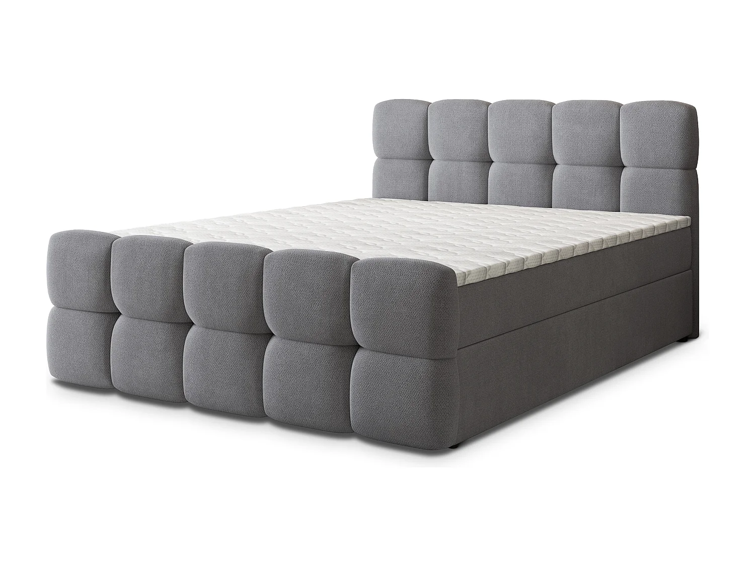Boxspringbed BRUME 140x200 cm Set met hoofdbord, bedbodem en matras, Grijs