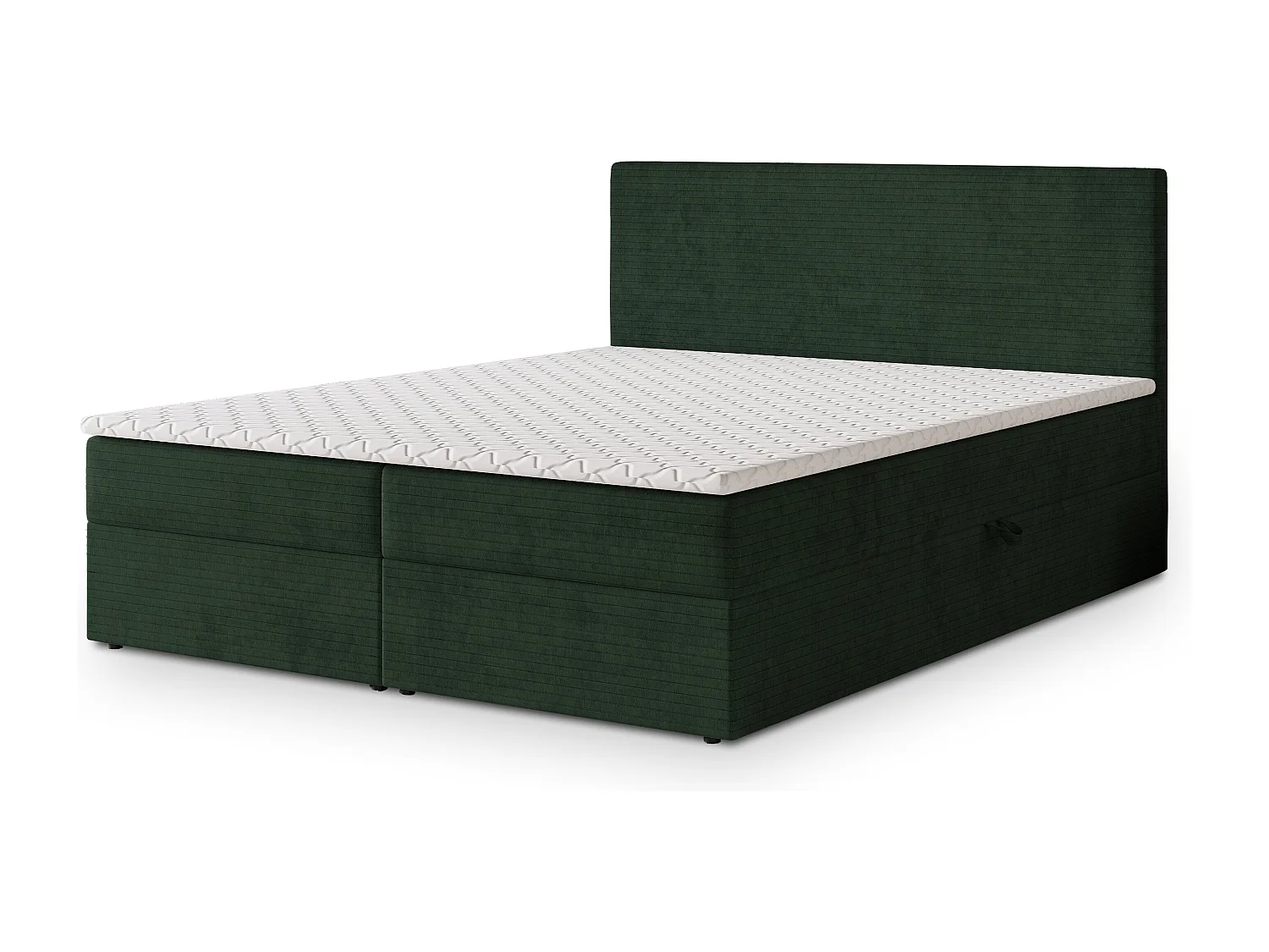 Lit continental NIRA, 160x200 cm, Tissu pelucheux, Vert