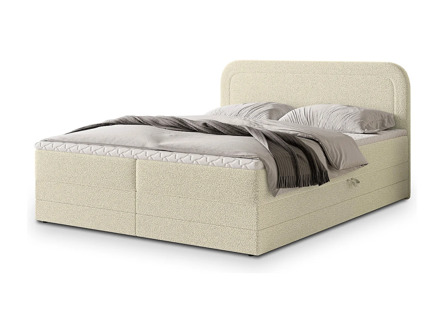 Boxspringbed ARMEL 160x200 cm Set met hoofdbord, bedbodem en matras, Crème
