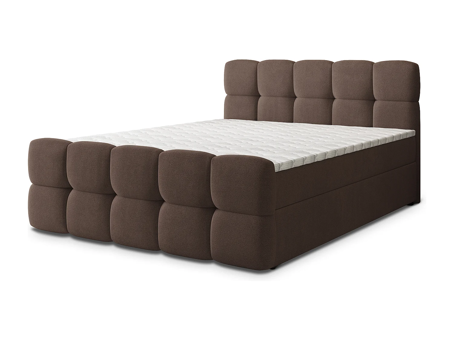 Boxspringbed BRUME 180x200 cm Set met hoofdbord, bedbodem en matras, Bruin