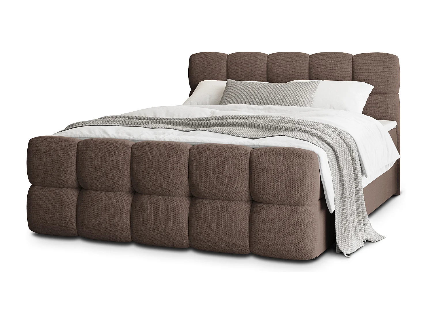 Boxspringbed BRUME 180x200 cm Set met hoofdbord, bedbodem en matras, Bruin