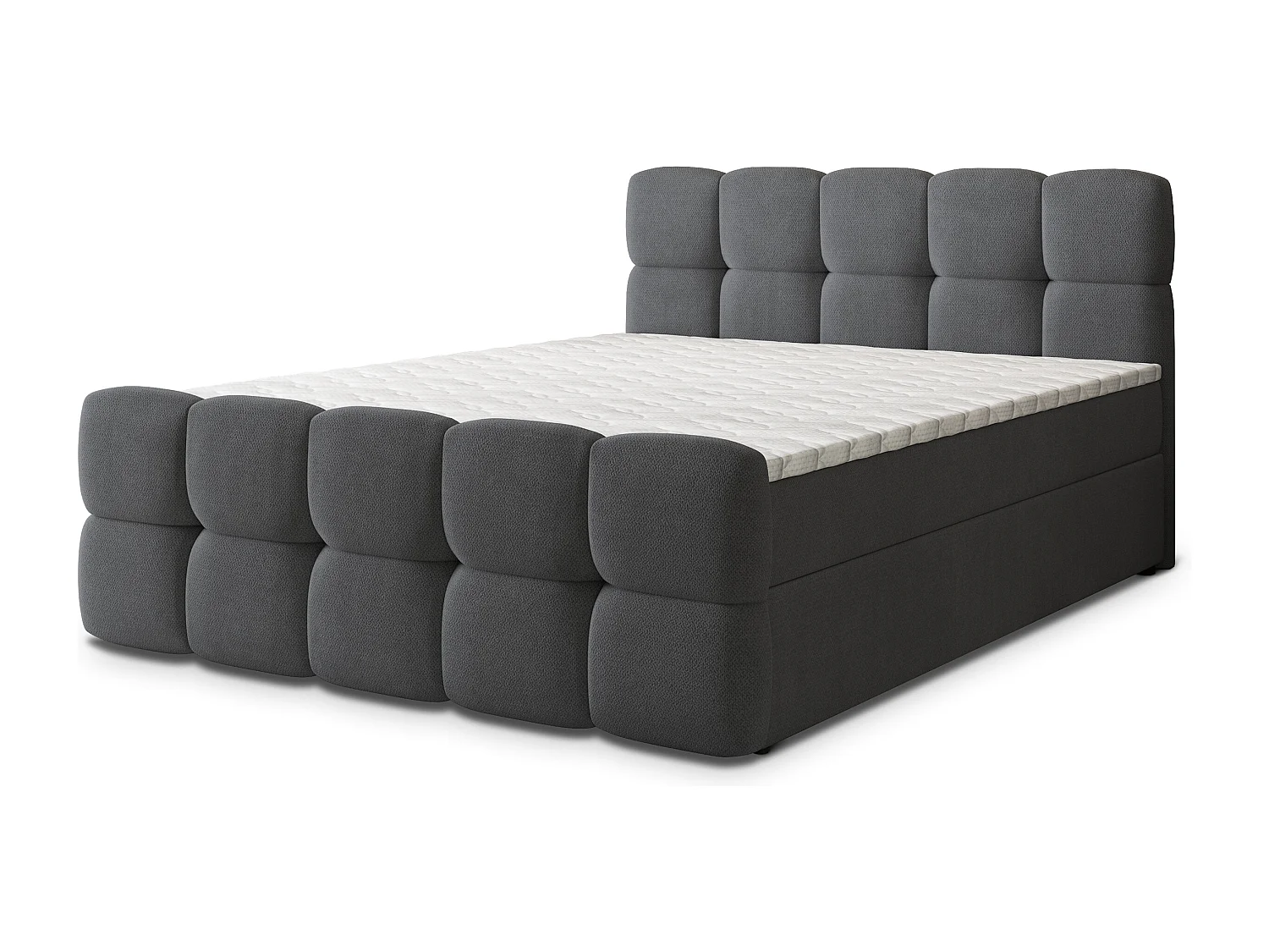 Boxspringbed BRUME 180x200 cm Set met hoofdbord, bedbodem en matras, Antracietgrijs