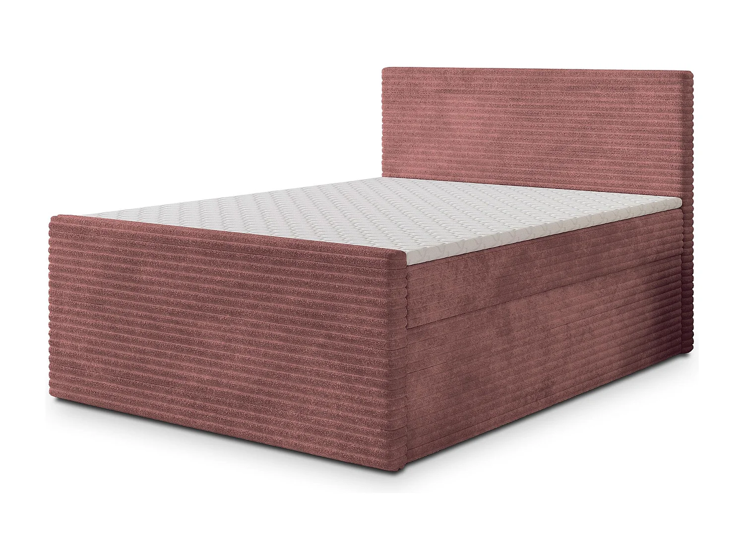 Boxspringbed NOLEN 160x200 cm Set met hoofdbord, bedbodem en matras, Poederroze