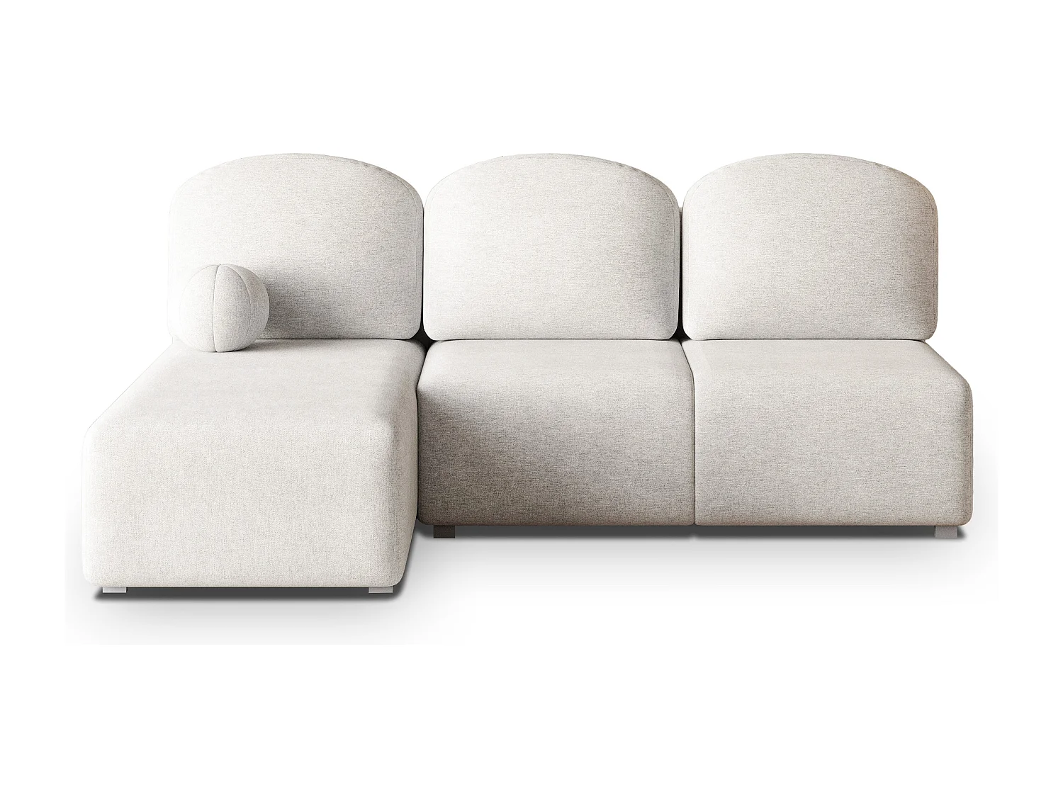 Canapé d'angle TRAMA en velours avec fonction couchage Crème
