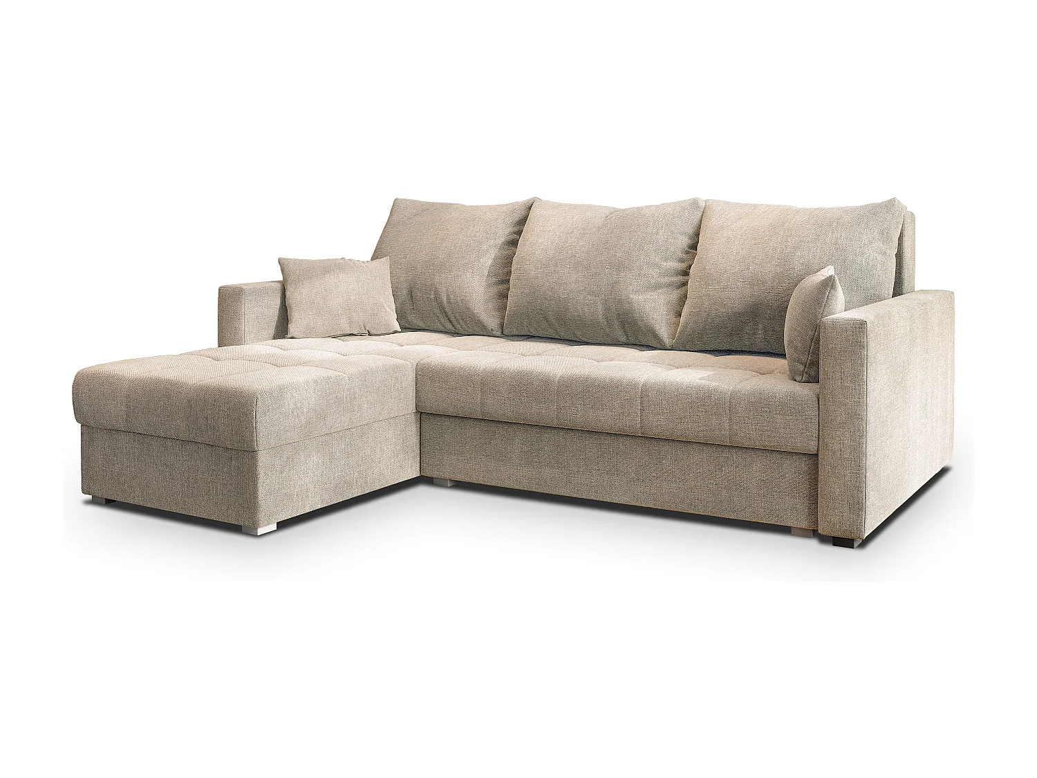 Hoekbank NIDA van fluweel met slaapfunctie Beige