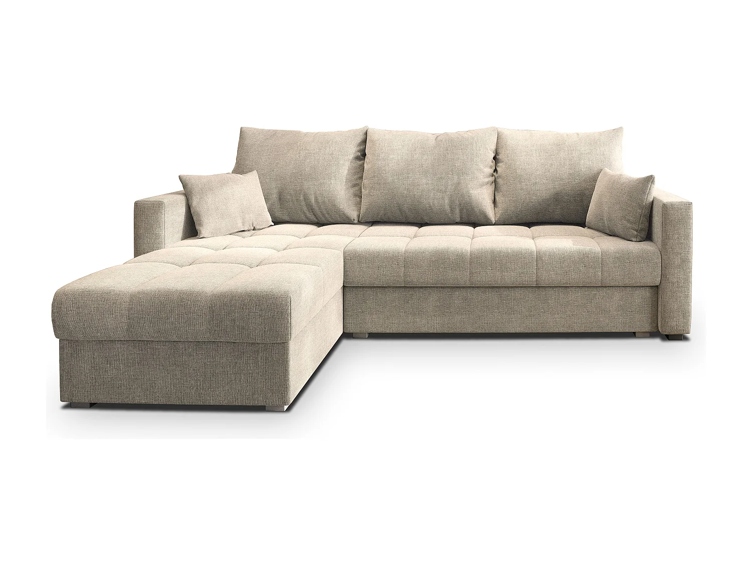 Hoekbank NIDA van fluweel met slaapfunctie Beige