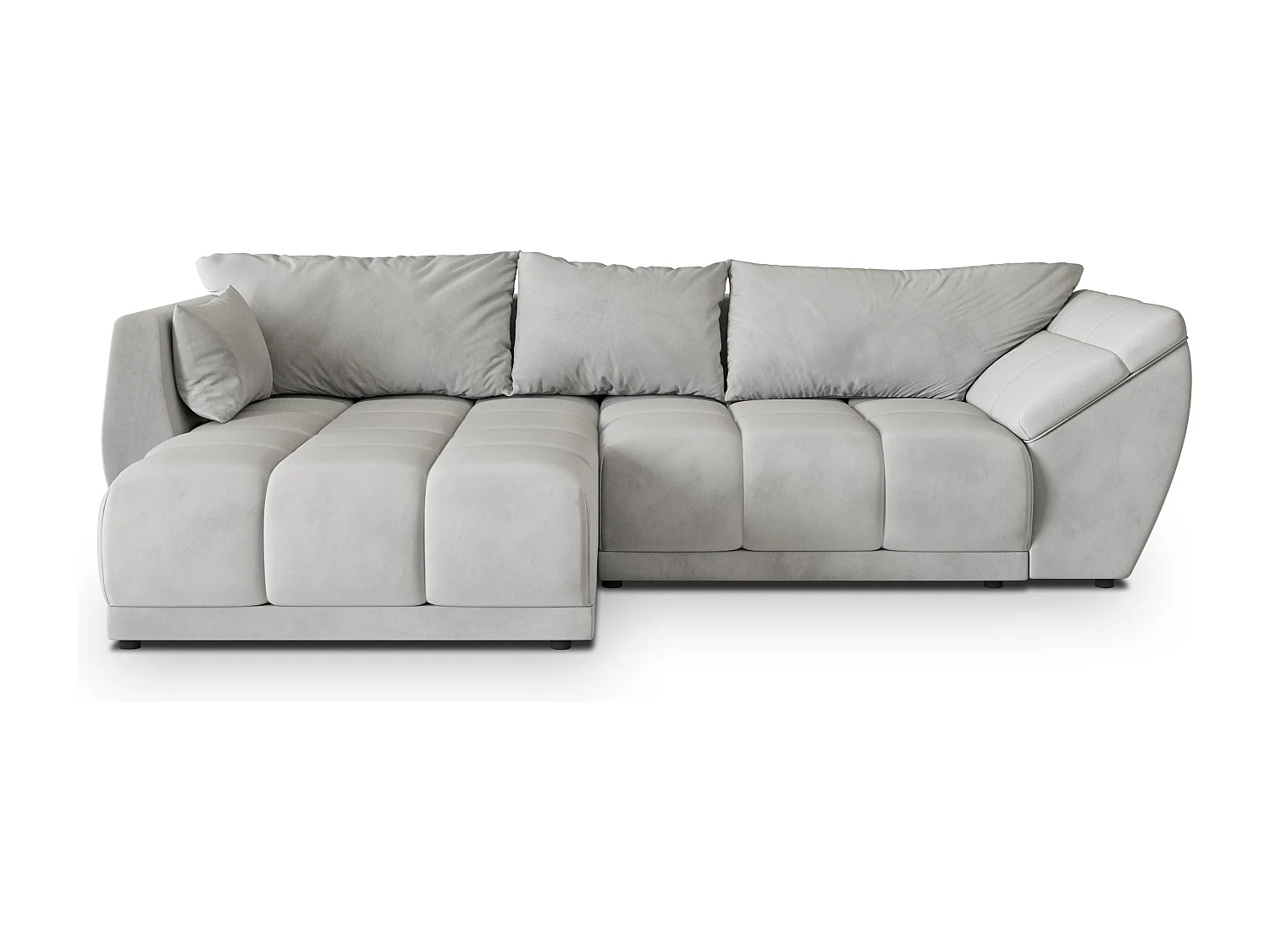 Canapé d'angle ORENTI en velours avec fonction couchage Gris clair