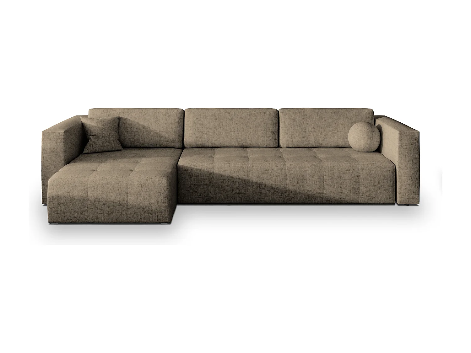 Canapé d'angle OLVERA en velours avec fonction couchage Marron