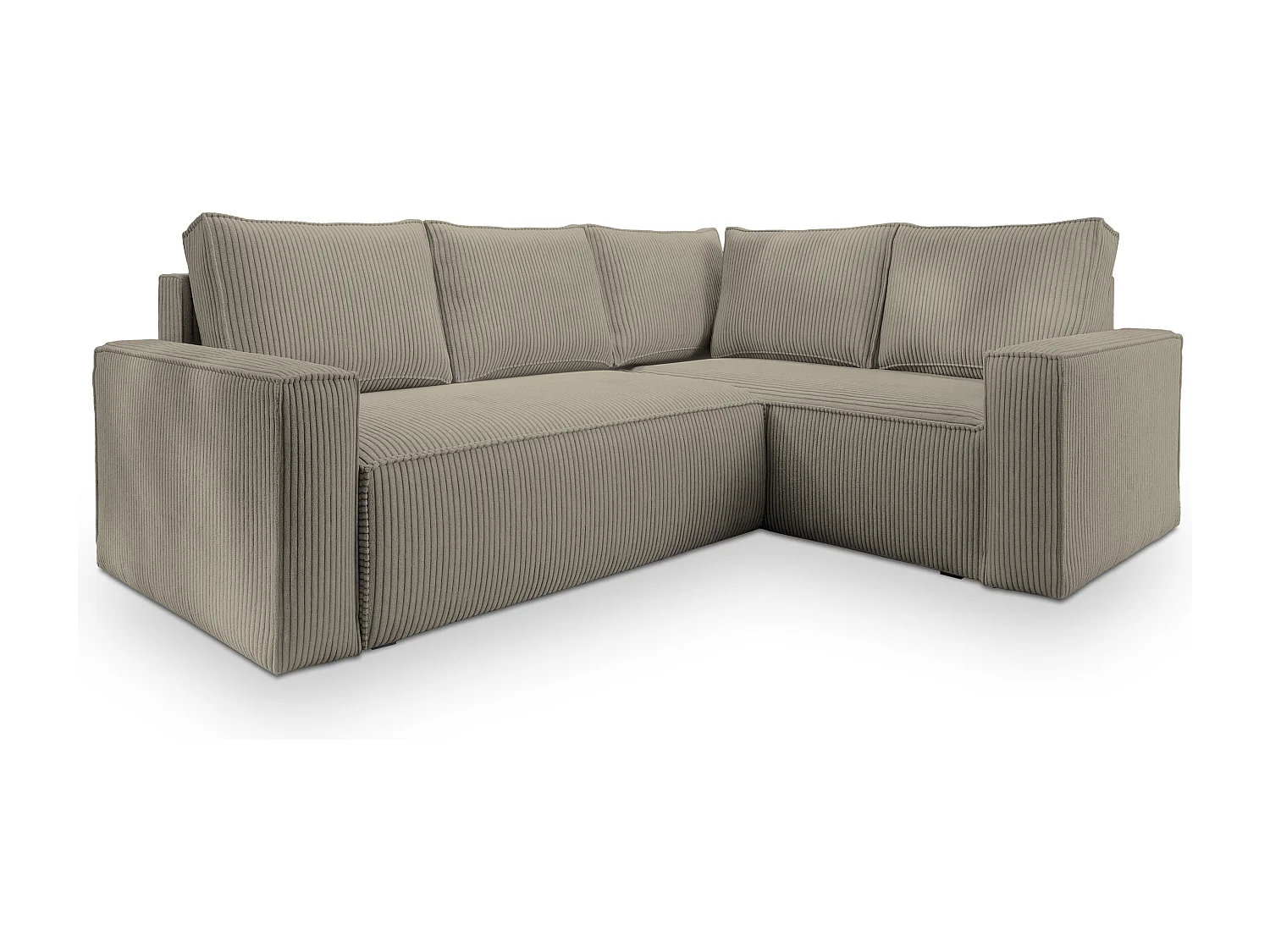 Hoekbank ESTANO van fluweel met slaapfunctie Beige
