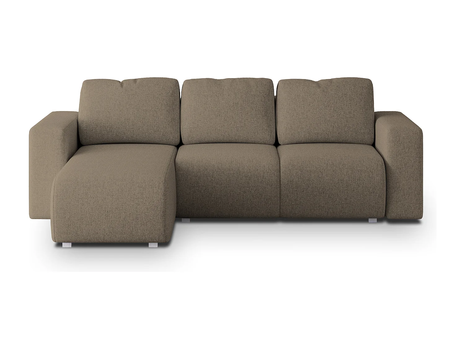 Canapé d'angle RINOVA en velours avec fonction couchage Marron