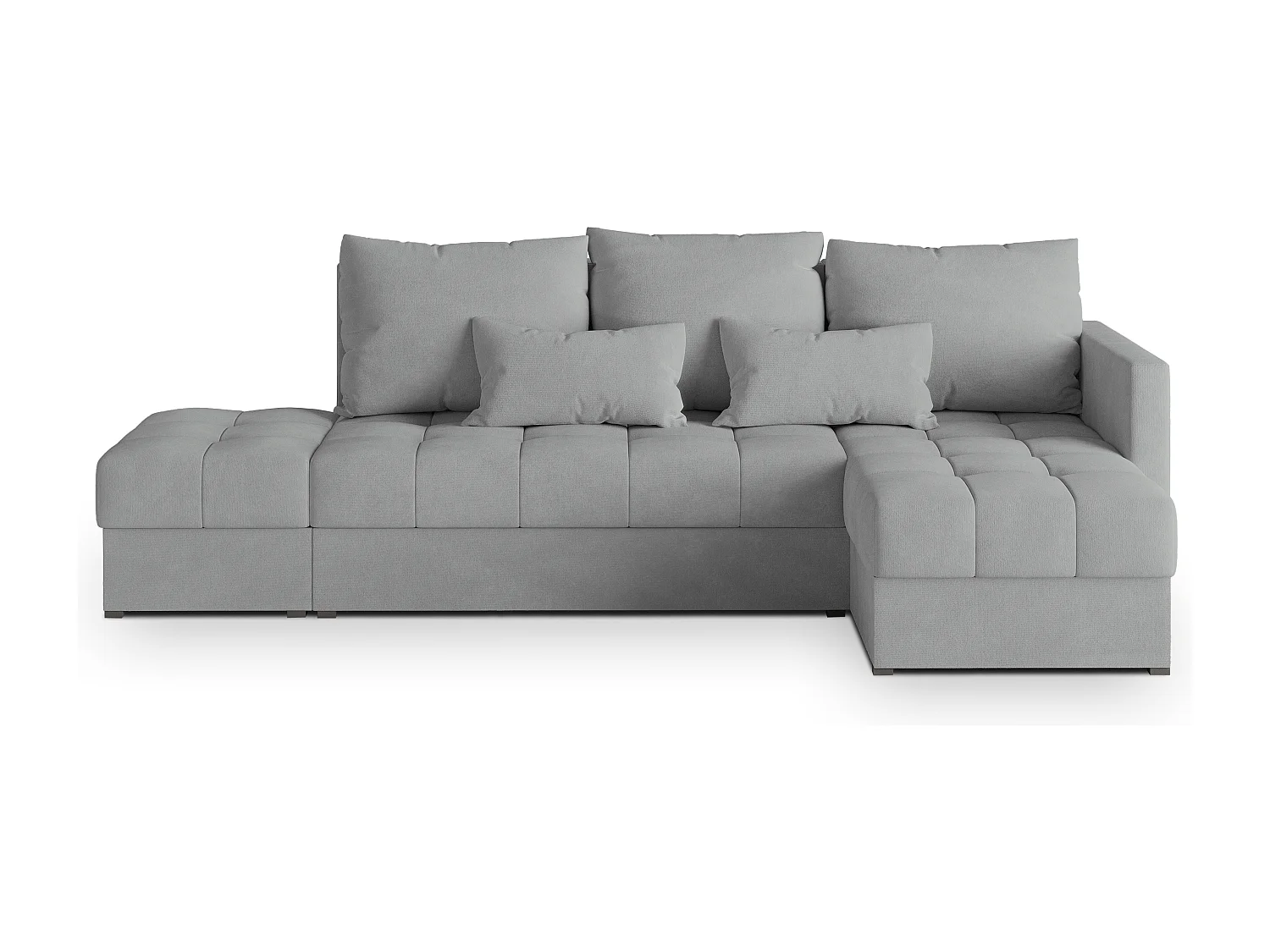 Canapé d'angle LUMARI en velours avec fonction couchage Gris clair