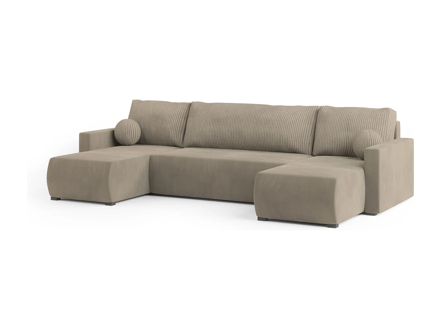 Hoekbank TESSUN van fluweel met slaapfunctie Beige