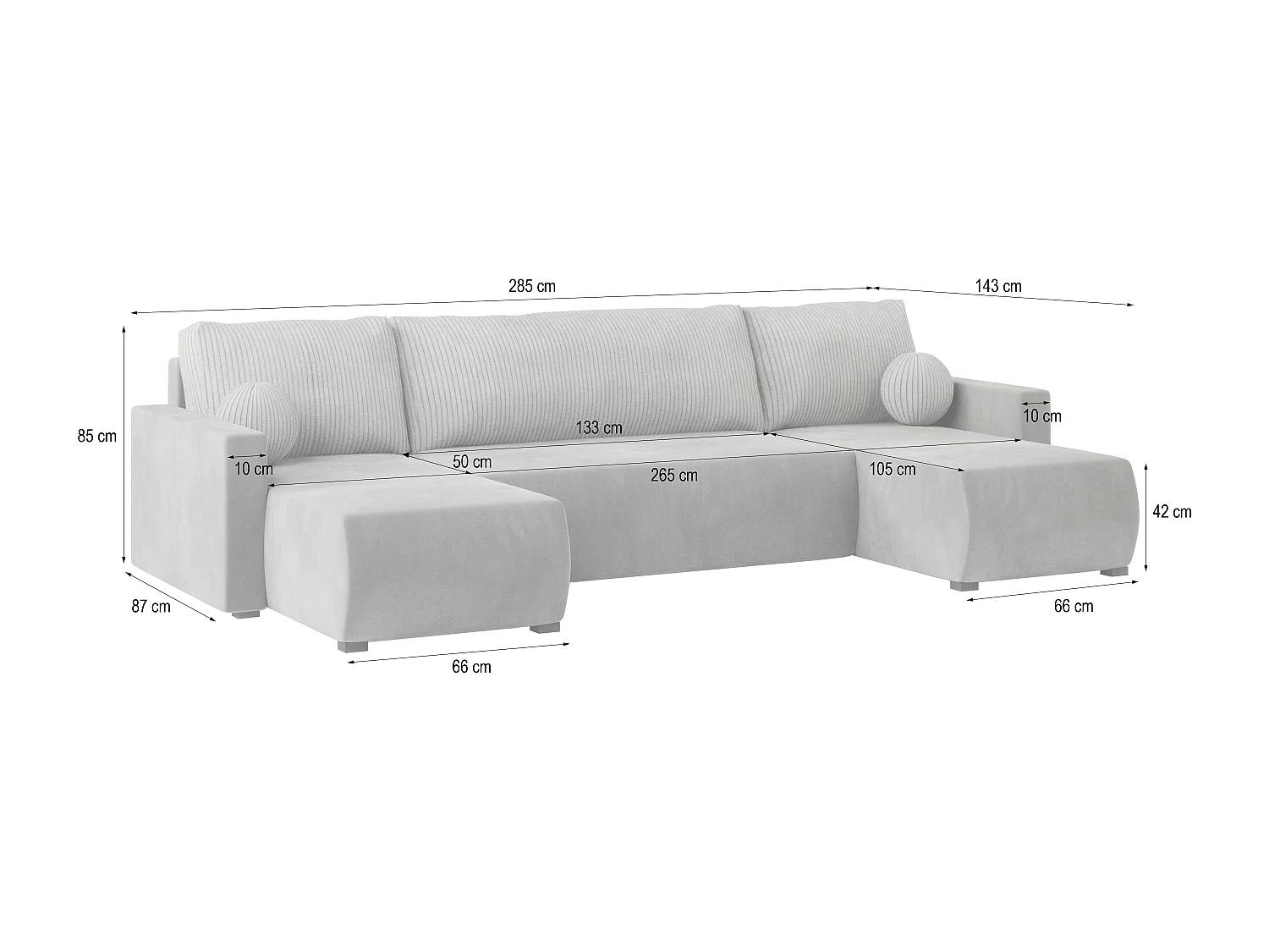 Hoekbank TESSUN van fluweel met slaapfunctie Beige