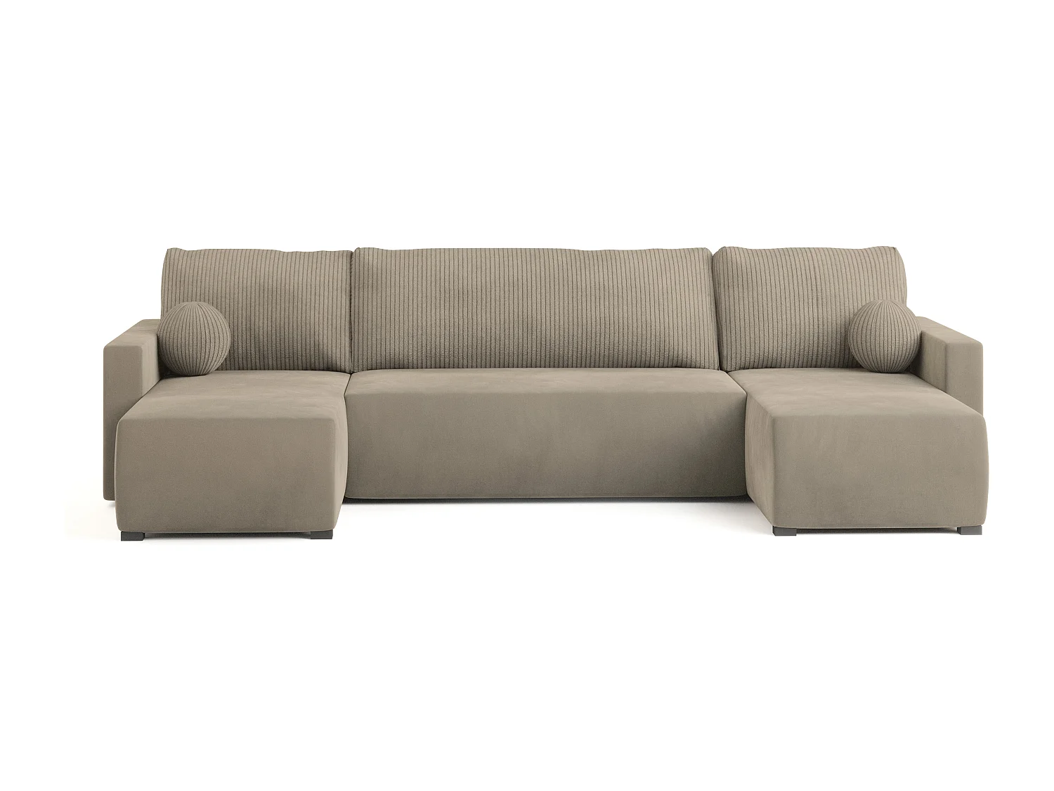 Hoekbank TESSUN van fluweel met slaapfunctie Beige