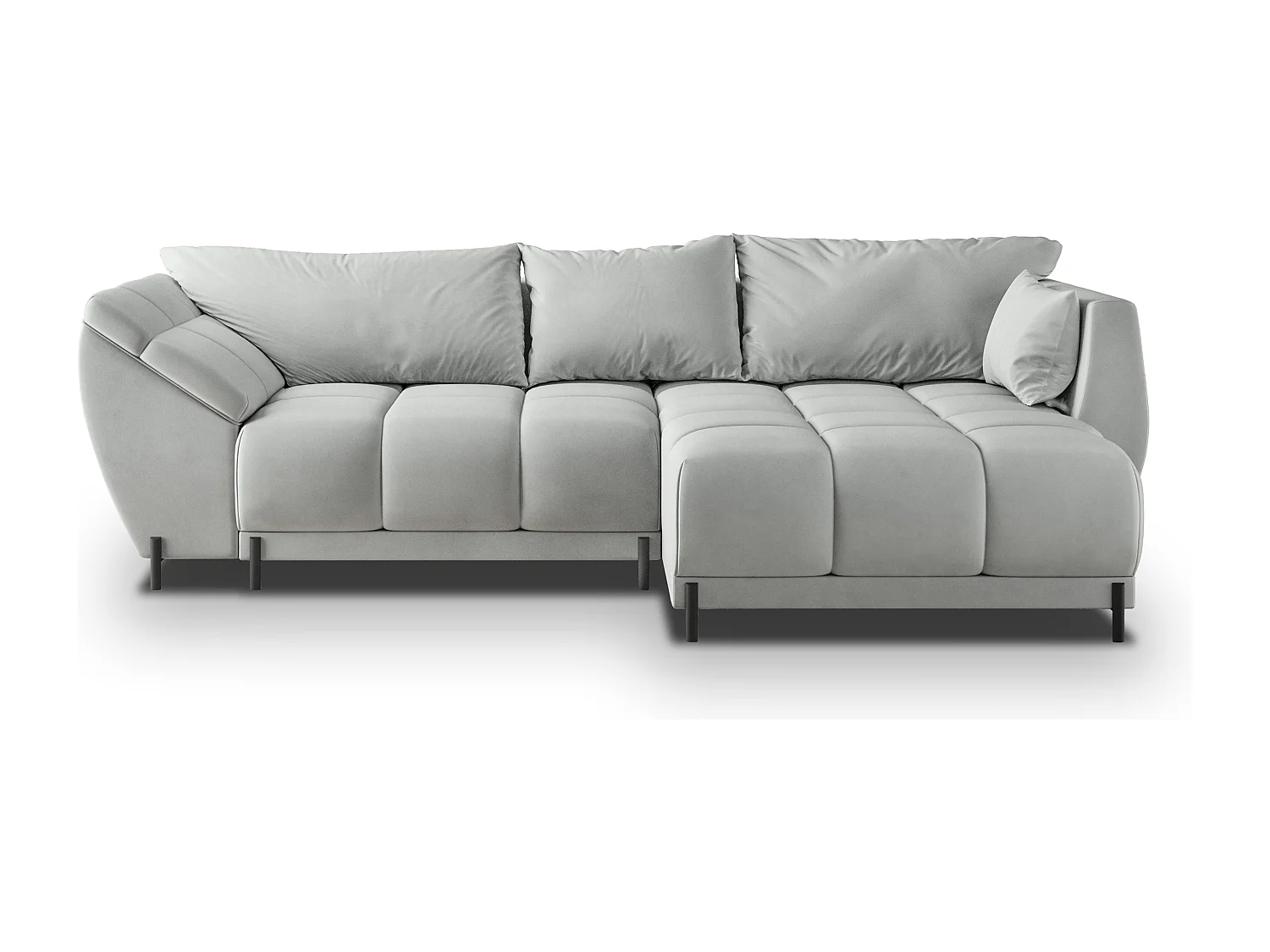 Canapé d'angle VESTANO en velours avec fonction couchage Gris clair