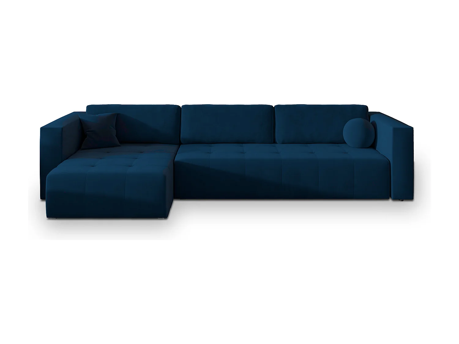 Canapé d'angle OLVERA en velours avec fonction couchage Bleu