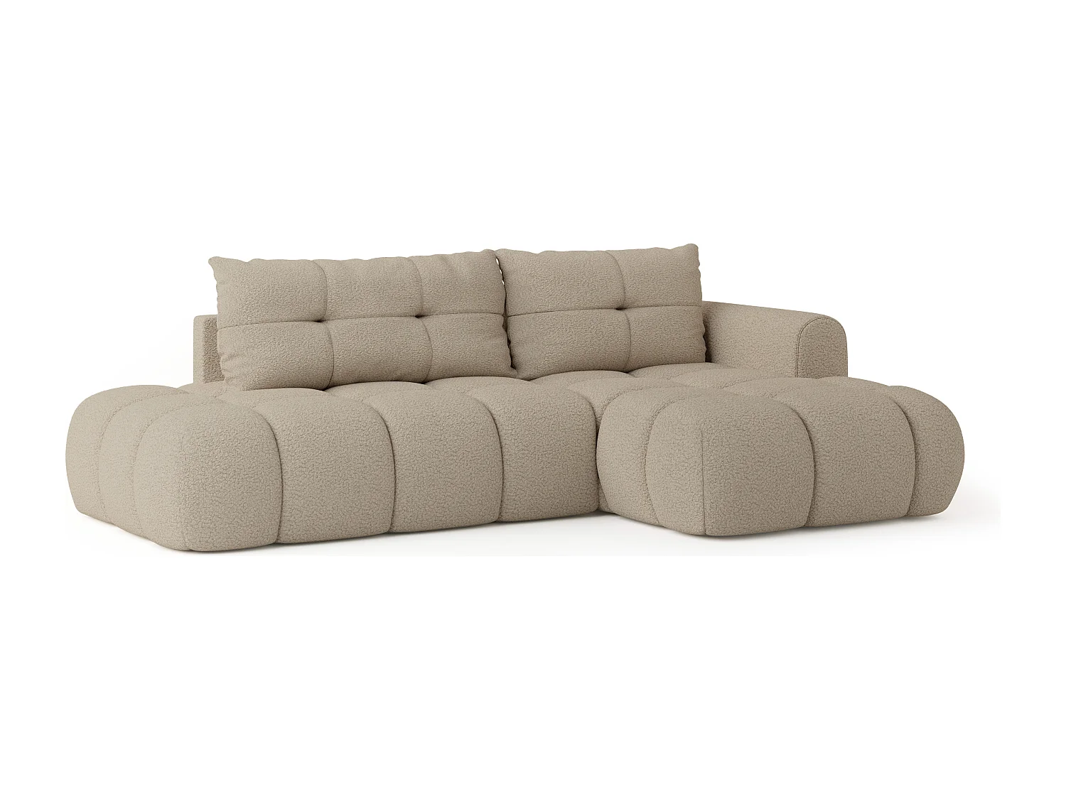 Hoekbank FLUMA van fluweel met slaapfunctie Beige