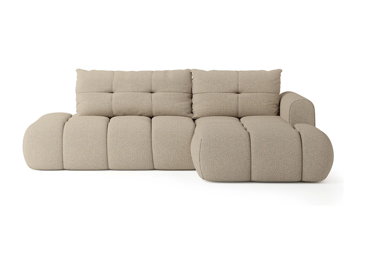 Hoekbank FLUMA van fluweel met slaapfunctie Beige