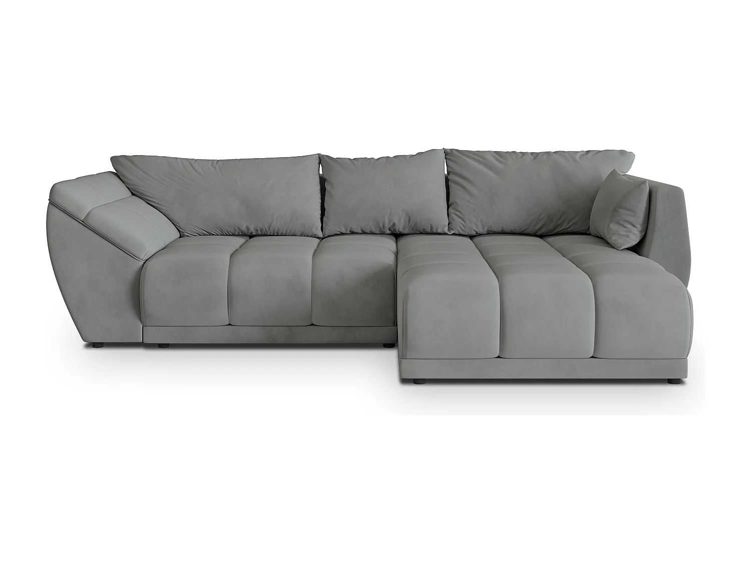 Canapé d'angle ORENTI en velours avec fonction couchage Gris