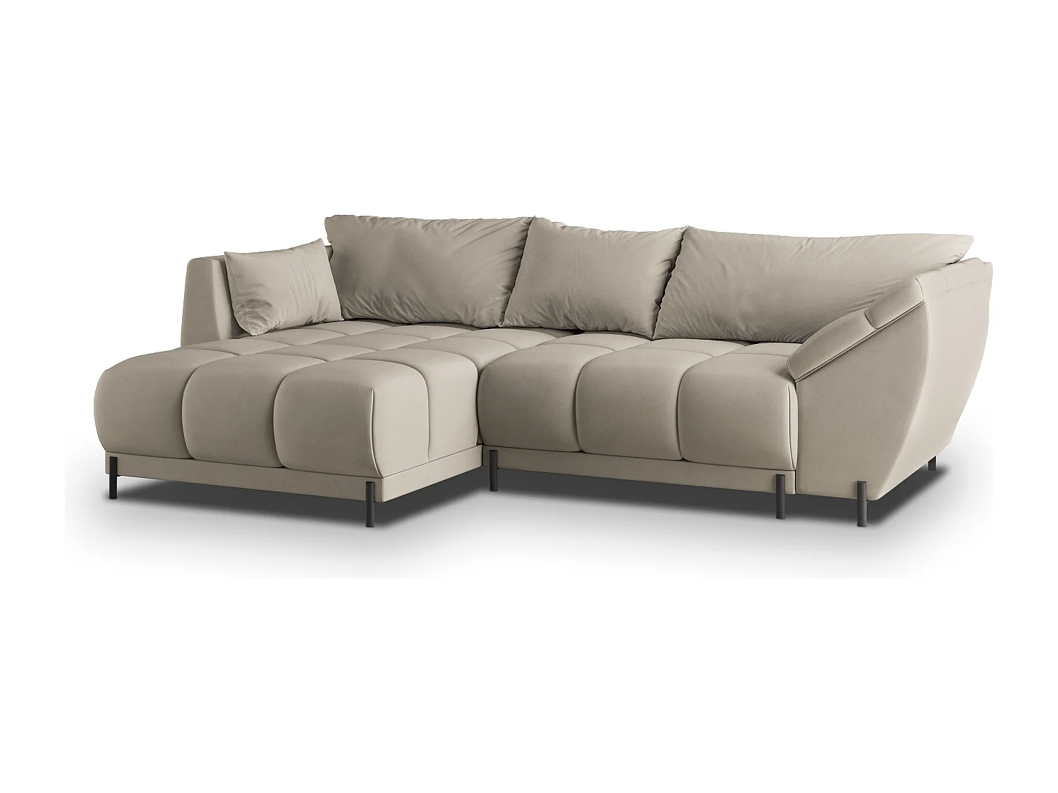 Hoekbank VESTANO van fluweel met slaapfunctie Beige