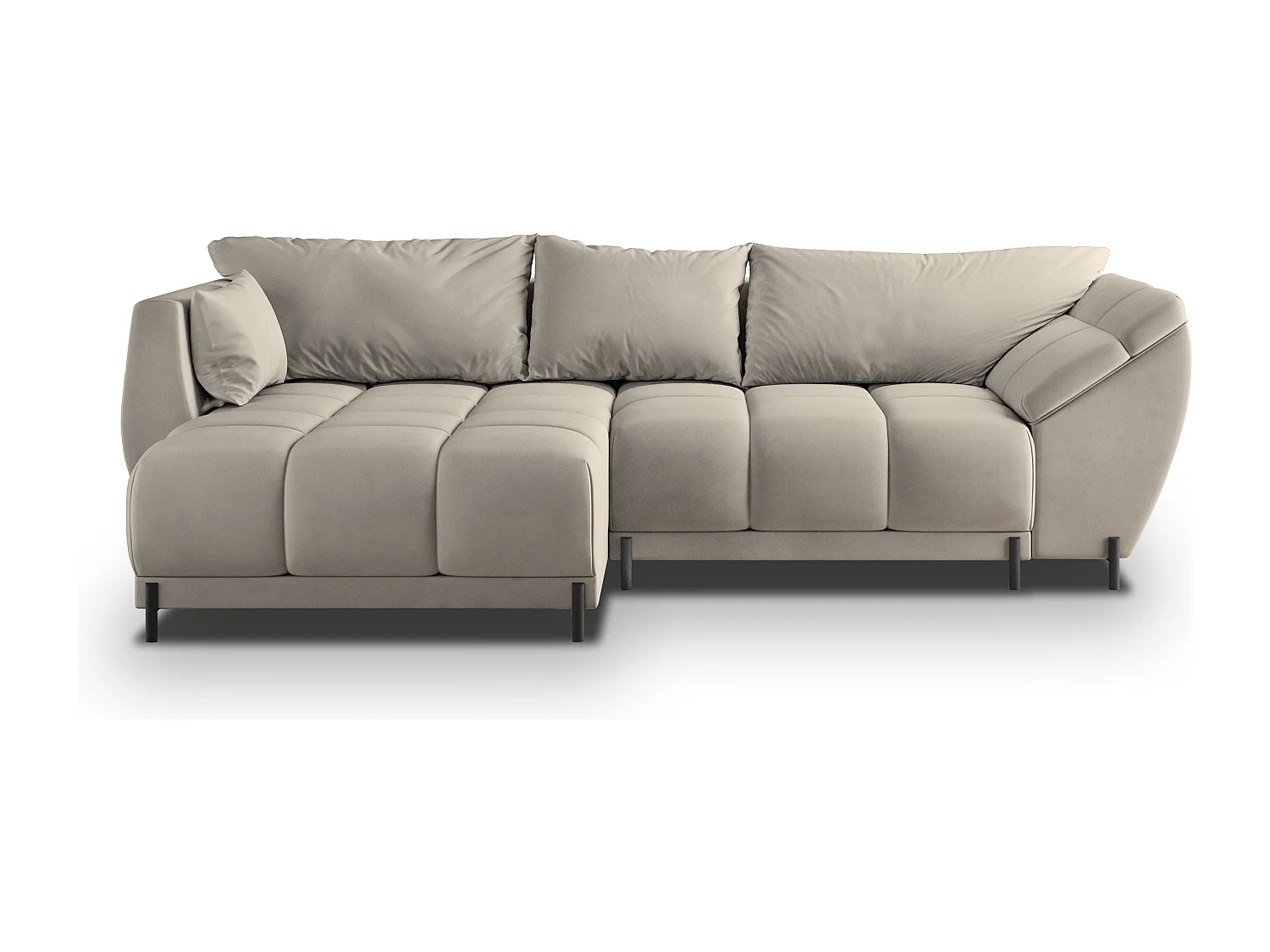 Hoekbank VESTANO van fluweel met slaapfunctie Beige