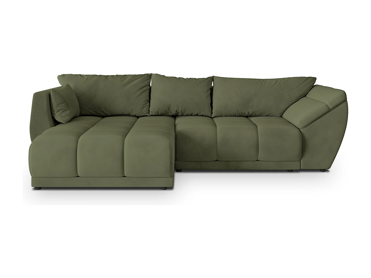 Canapé d'angle ORENTI en velours avec fonction couchage Vert