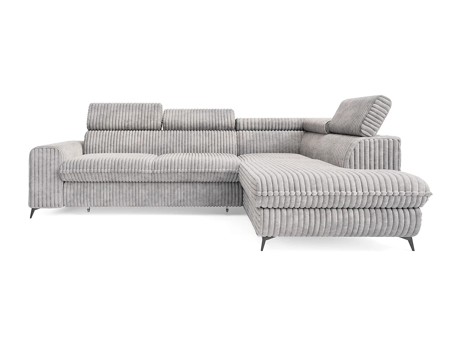 Canapé d'angle VELISS en velours avec fonction couchage Gris clair