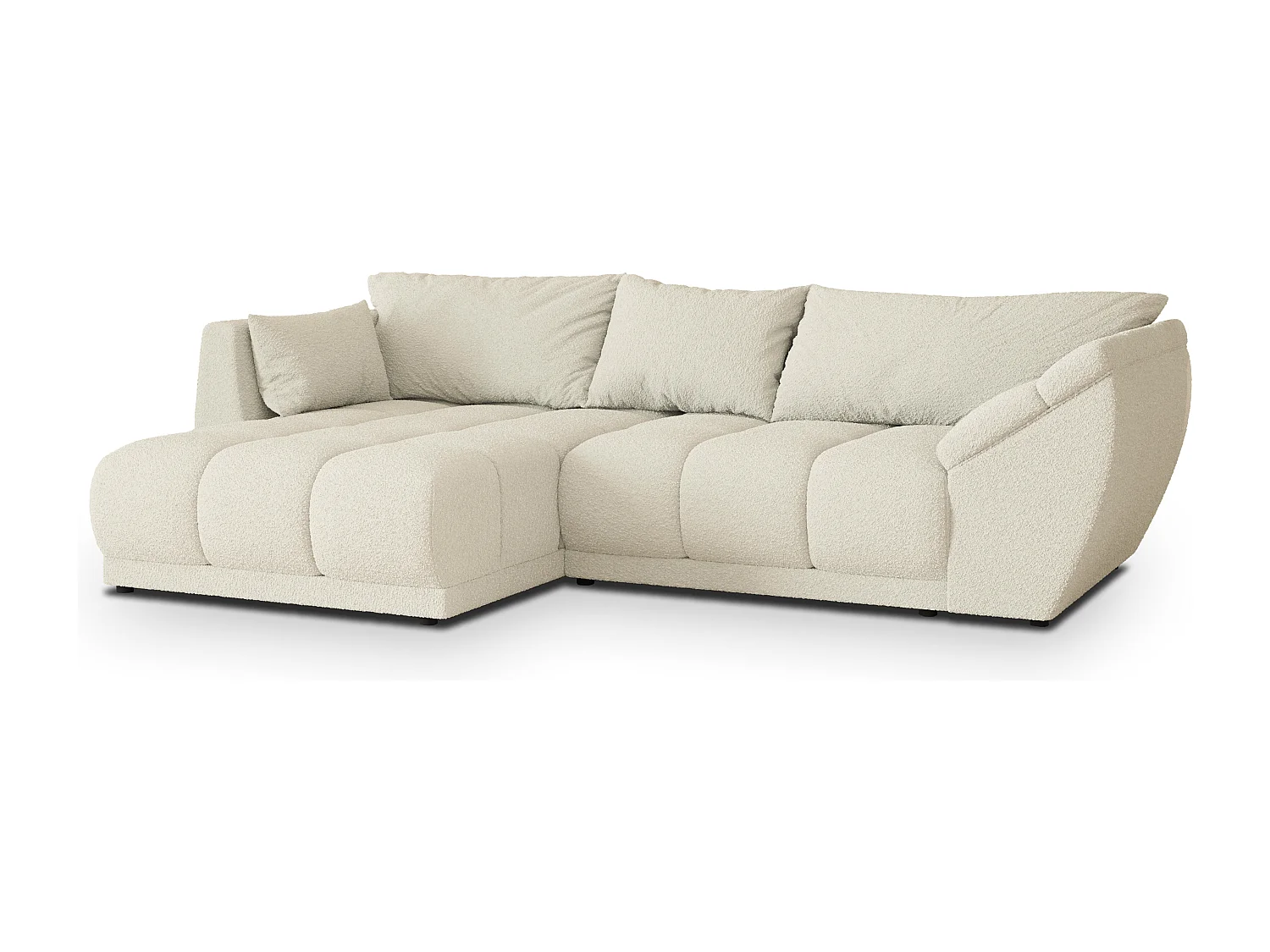 Hoekbank ORENTI van fluweel met slaapfunctie Creme