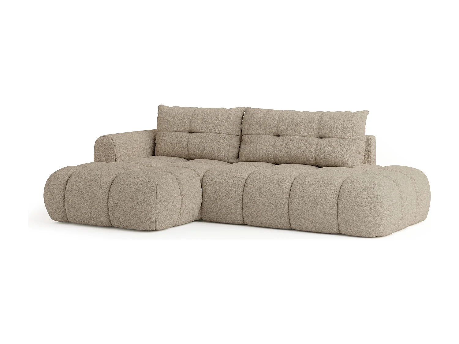 Hoekbank FLUMA van fluweel met slaapfunctie Beige
