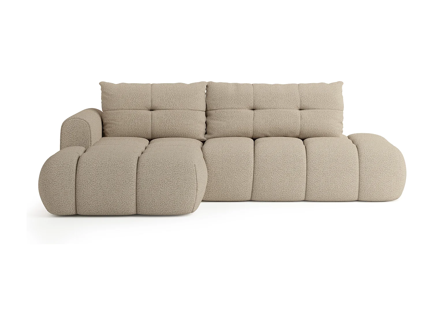 Hoekbank FLUMA van fluweel met slaapfunctie Beige
