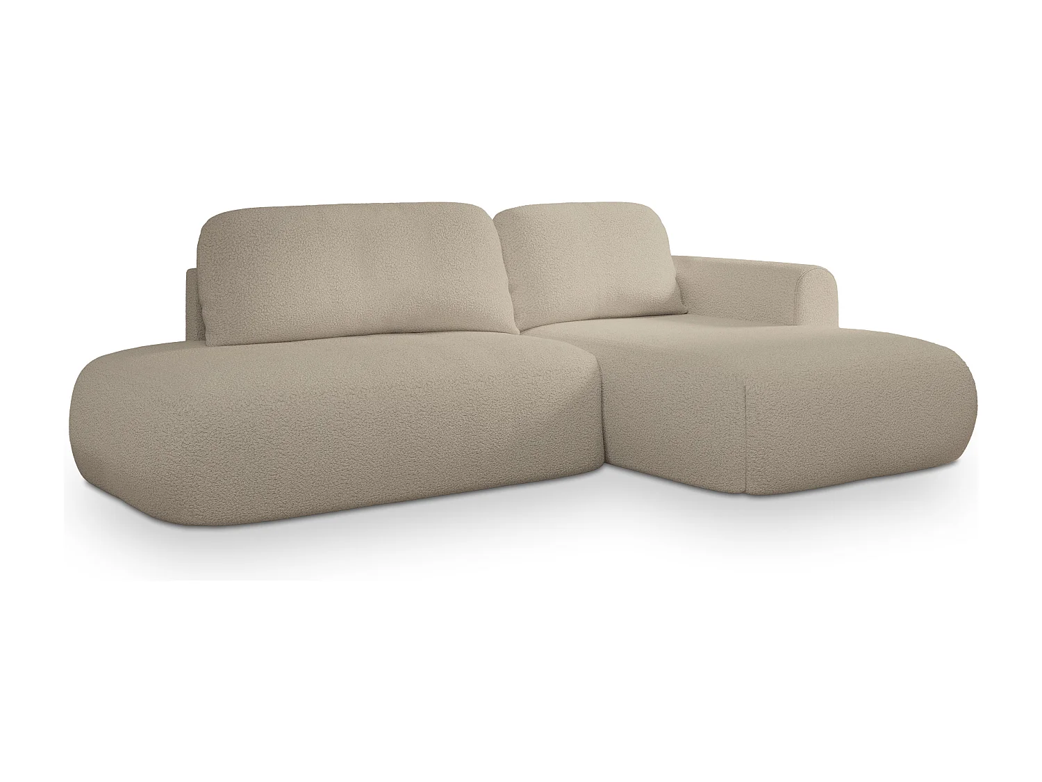 Hoekbank NUVIRA van fluweel met slaapfunctie Beige