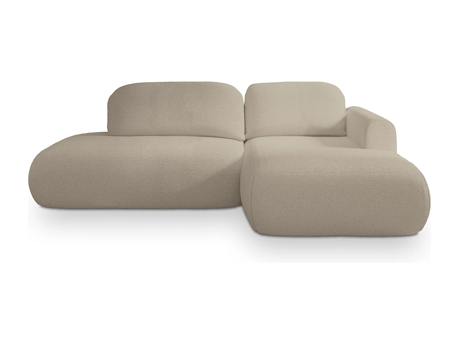 Hoekbank NUVIRA van fluweel met slaapfunctie Beige