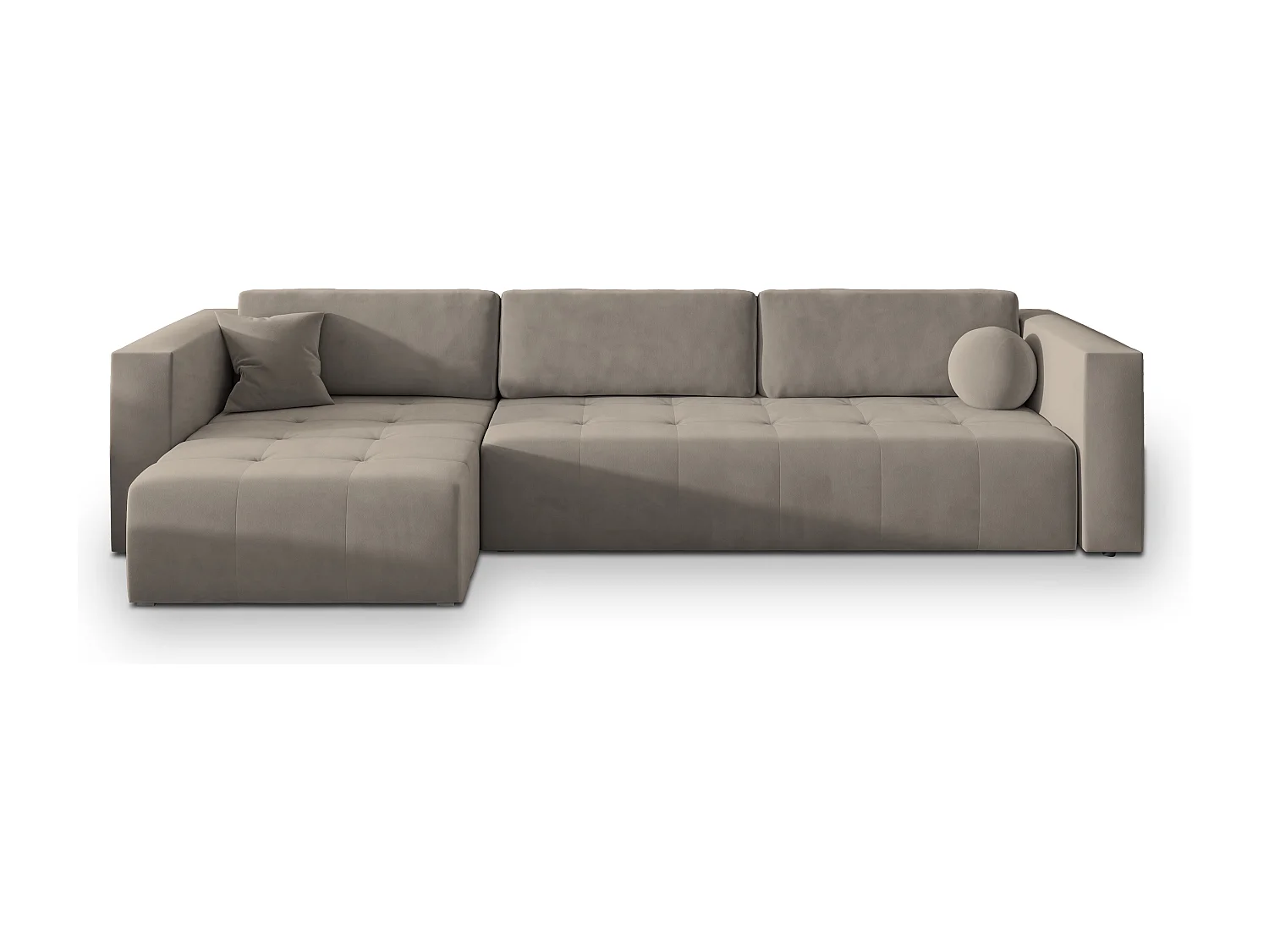Canapé d'angle OLVERA en velours avec fonction couchage Beige