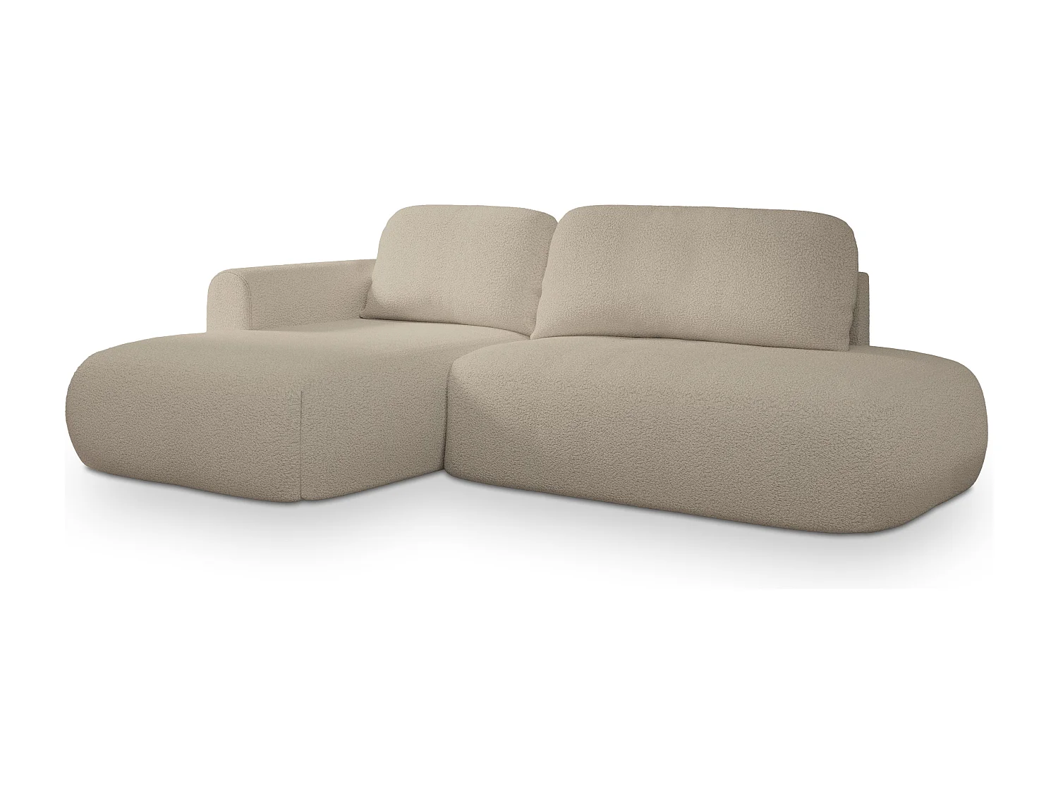 Hoekbank NUVIRA van fluweel met slaapfunctie Beige